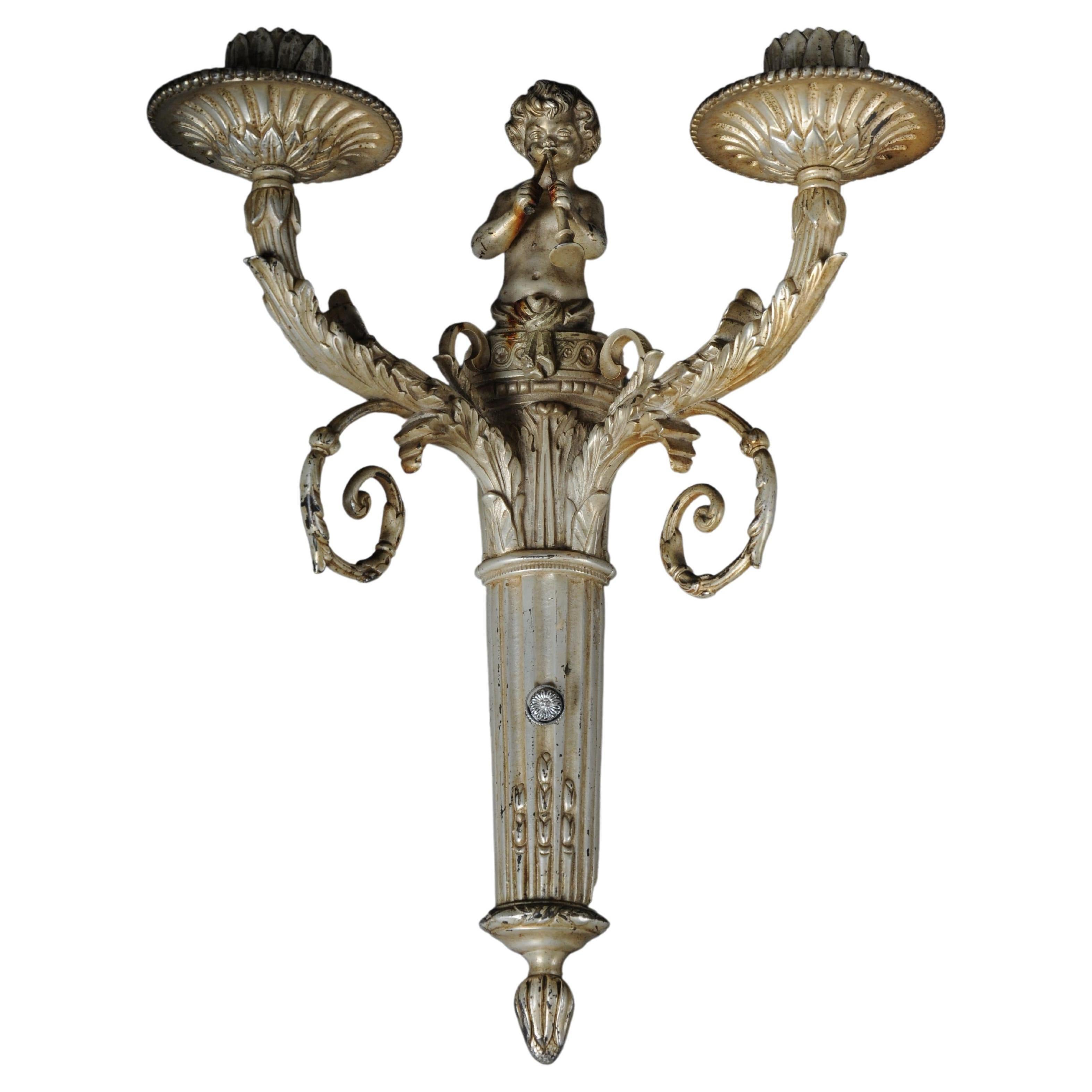 Beautiful antique bronze candle sconce from around 1880, France For Sale