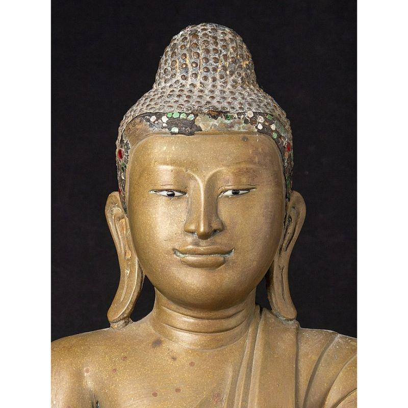Schöne antike Mandalay-Buddha-Statue aus Bronze aus Burma im Angebot 5