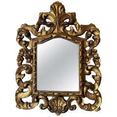 Beautiful Antique Carved Italian Giltwood Mirror