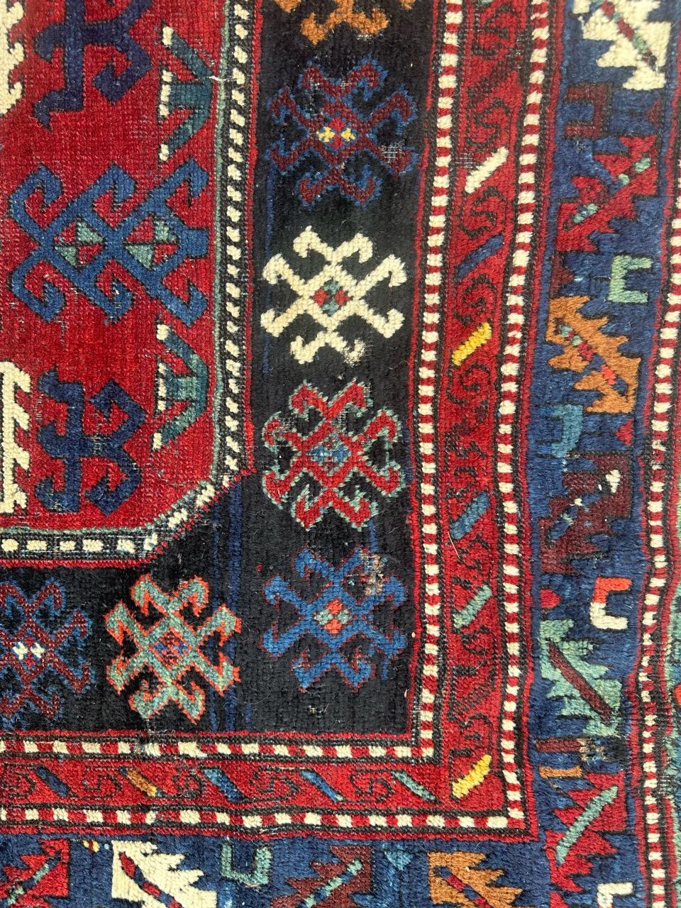 Magnifique tapis caucasien ancien du Kazak en vente 3