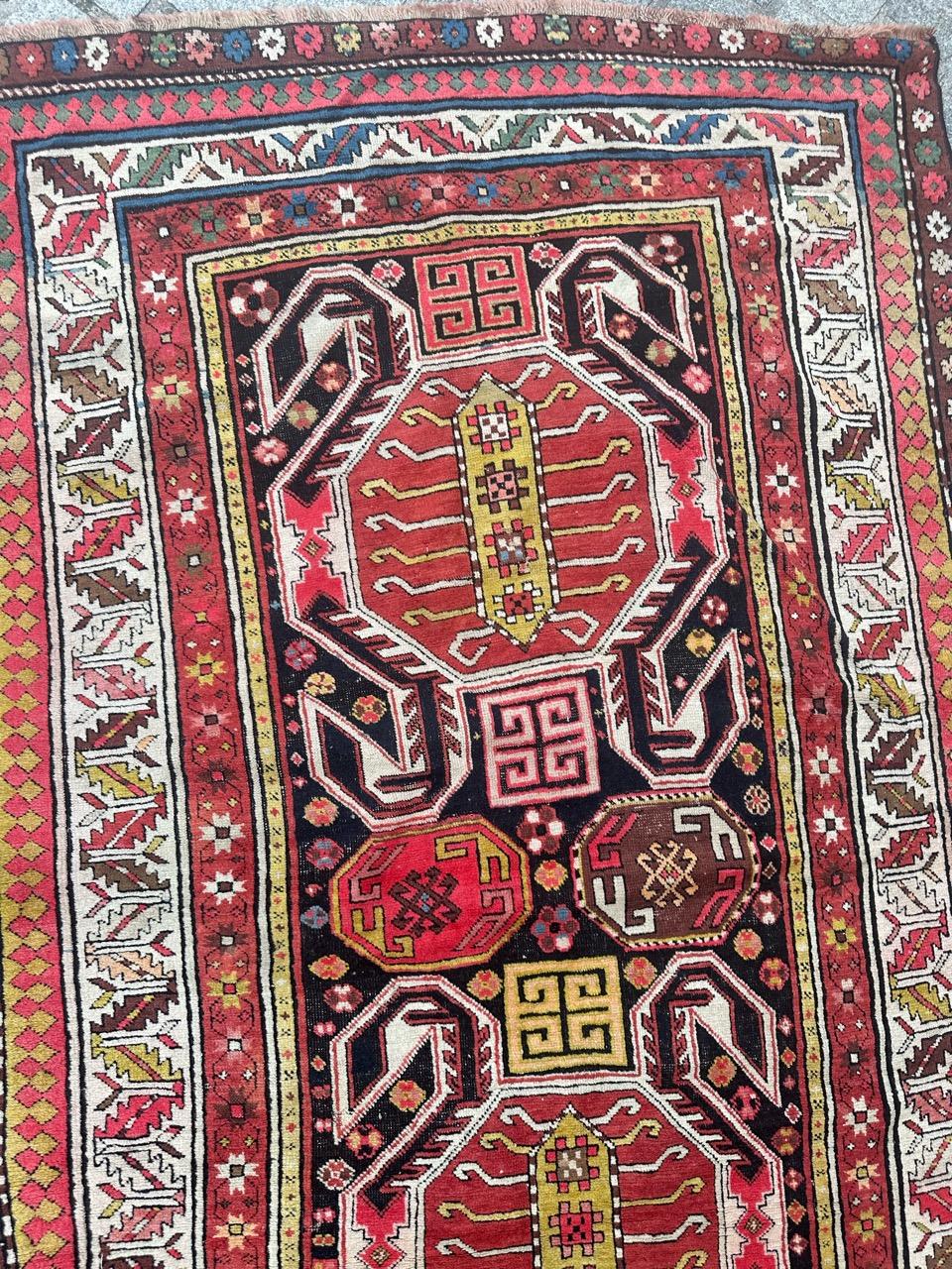 Magnifique tapis caucasien ancien du Kazak en vente 7
