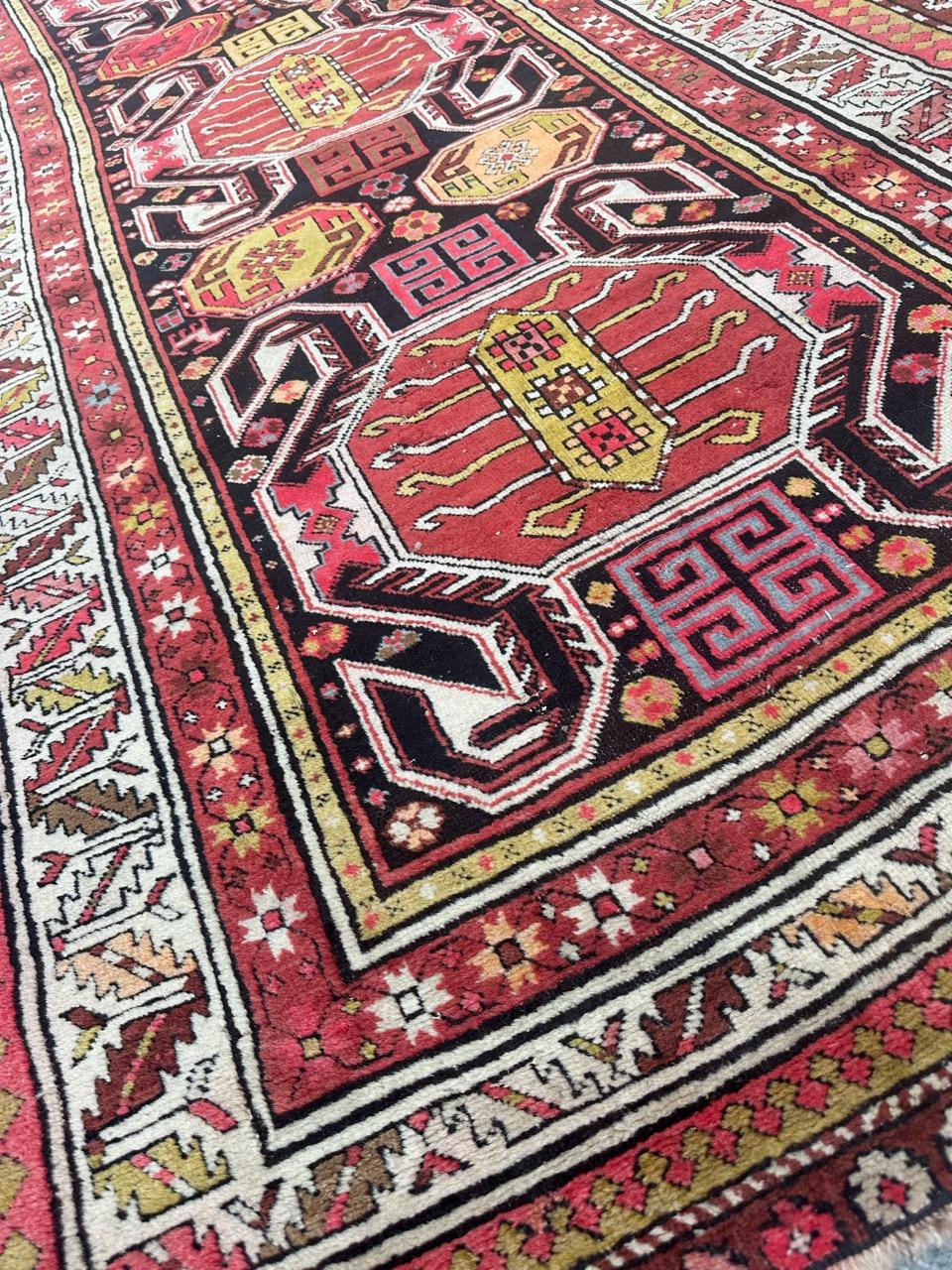 Magnifique tapis caucasien ancien du Kazak en vente 8