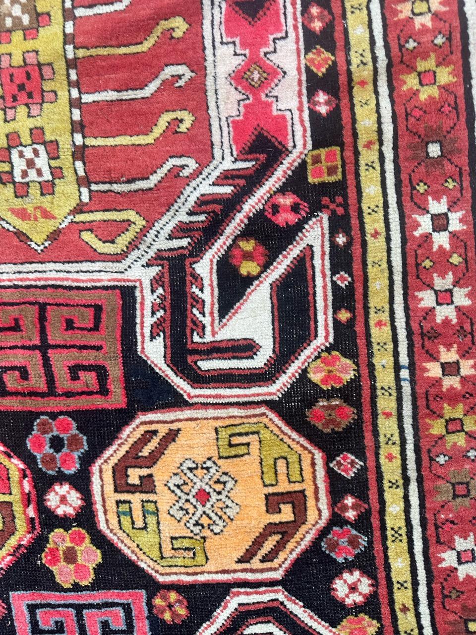 Magnifique tapis caucasien ancien du Kazak Bon état - En vente à Saint Ouen, FR