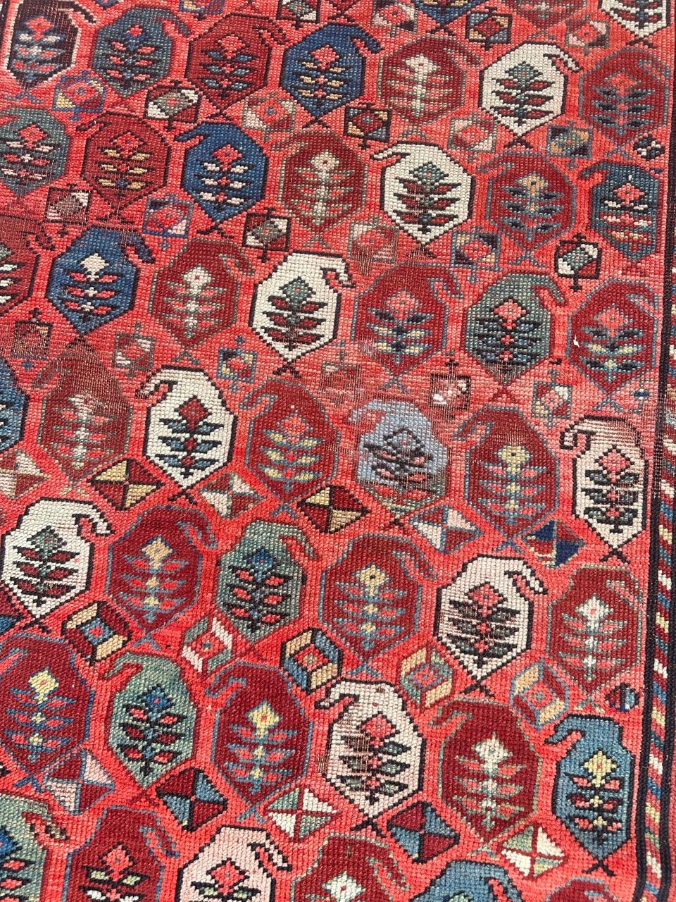 Magnifique tapis caucasien ancien du Kazak Bon état - En vente à Saint Ouen, FR