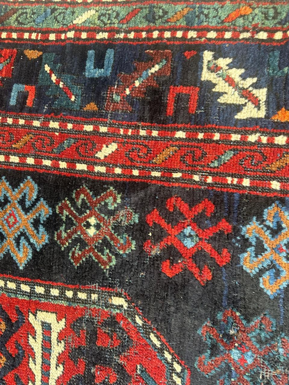 Magnifique tapis caucasien ancien du Kazak Bon état - En vente à Saint Ouen, FR