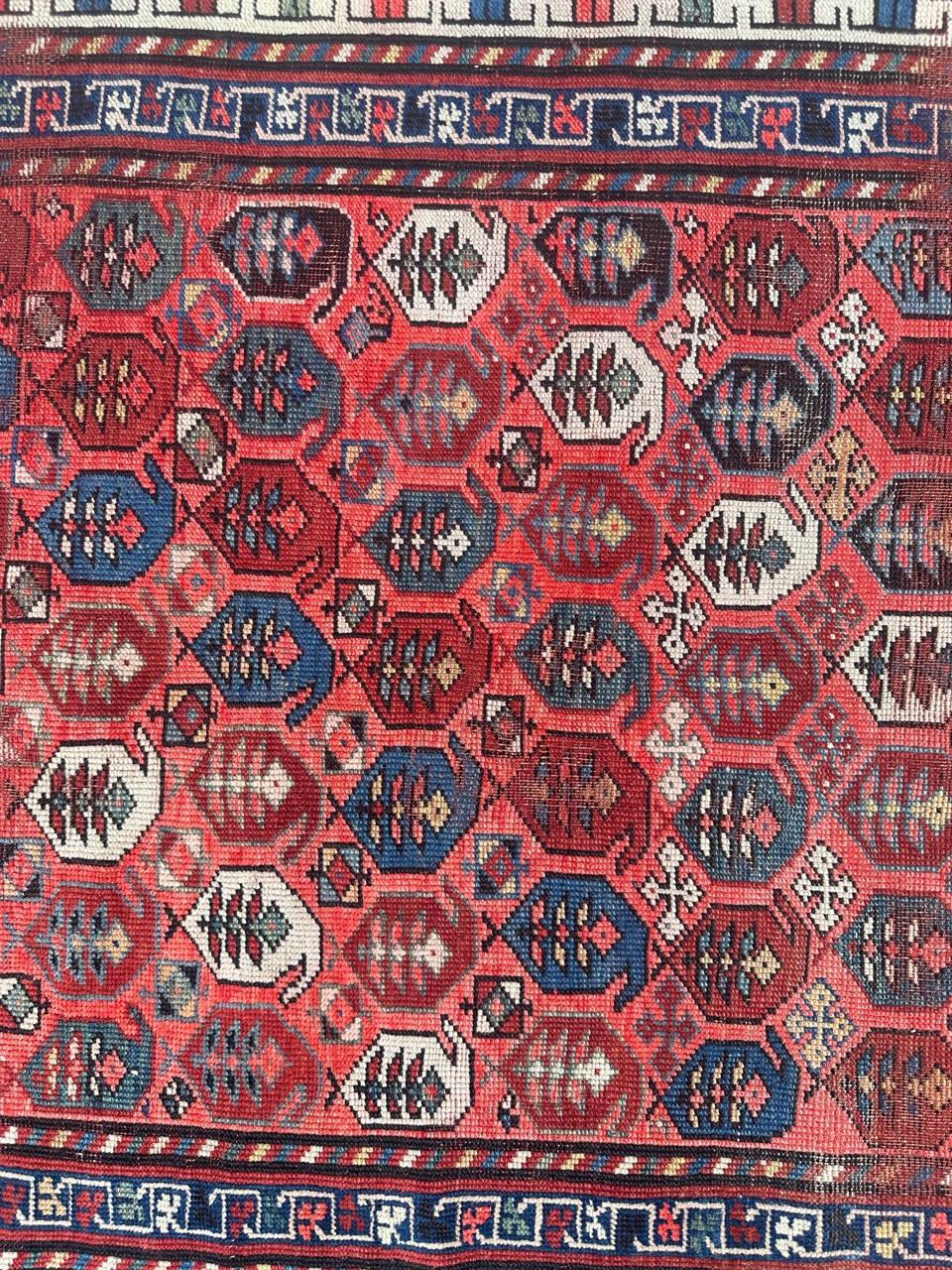 XIXe siècle Magnifique tapis caucasien ancien du Kazak en vente