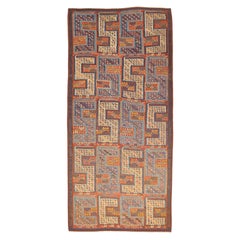 Schöner antiker kaukasischer mehrfarbiger Sumak Sileh-Kelim-Teppich aus Wolle, 1880-1900