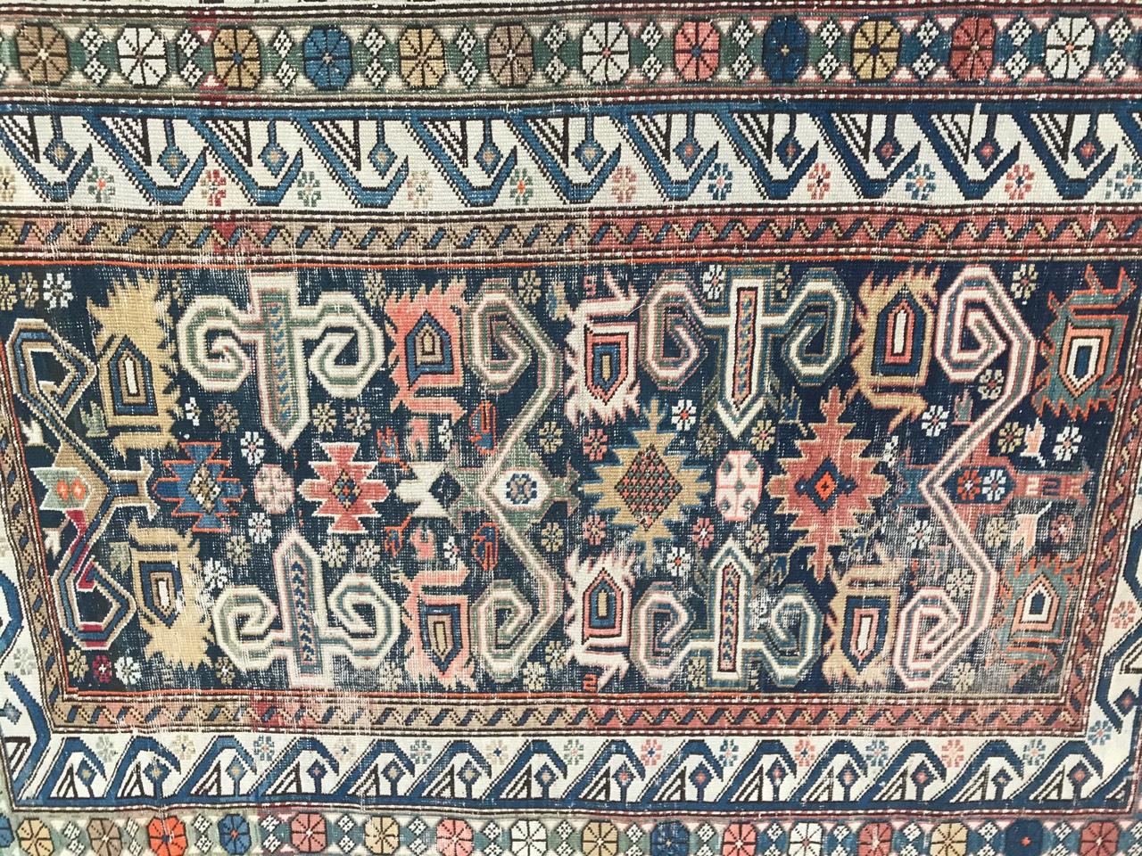 XIXe siècle Magnifique tapis caucasien ancien Shirvan Perepedil en vente