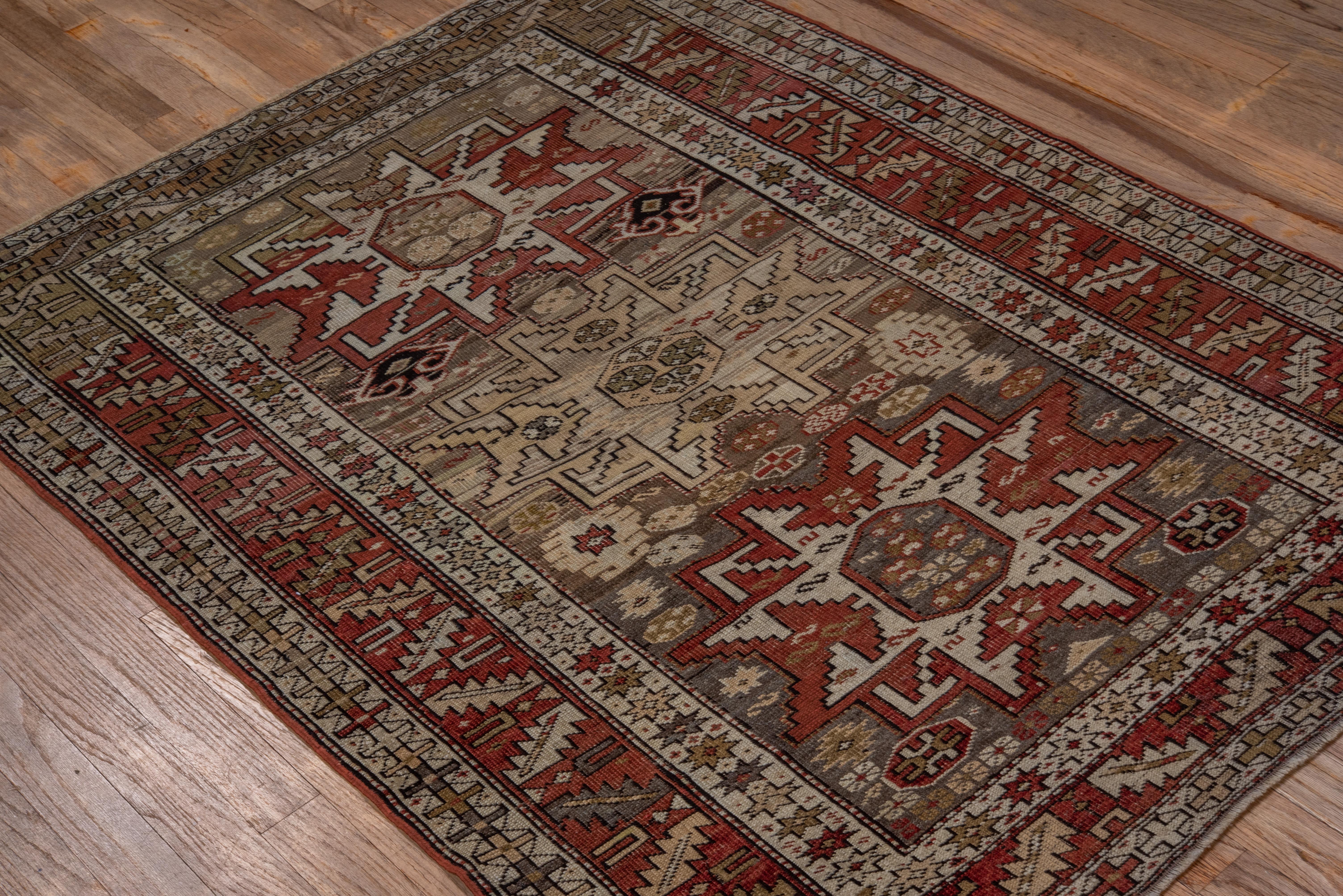 Hand-Knotted Beautiful Antique Caucasian Shirvan Rug, Multicolored Field, Circa 1910s For Sale