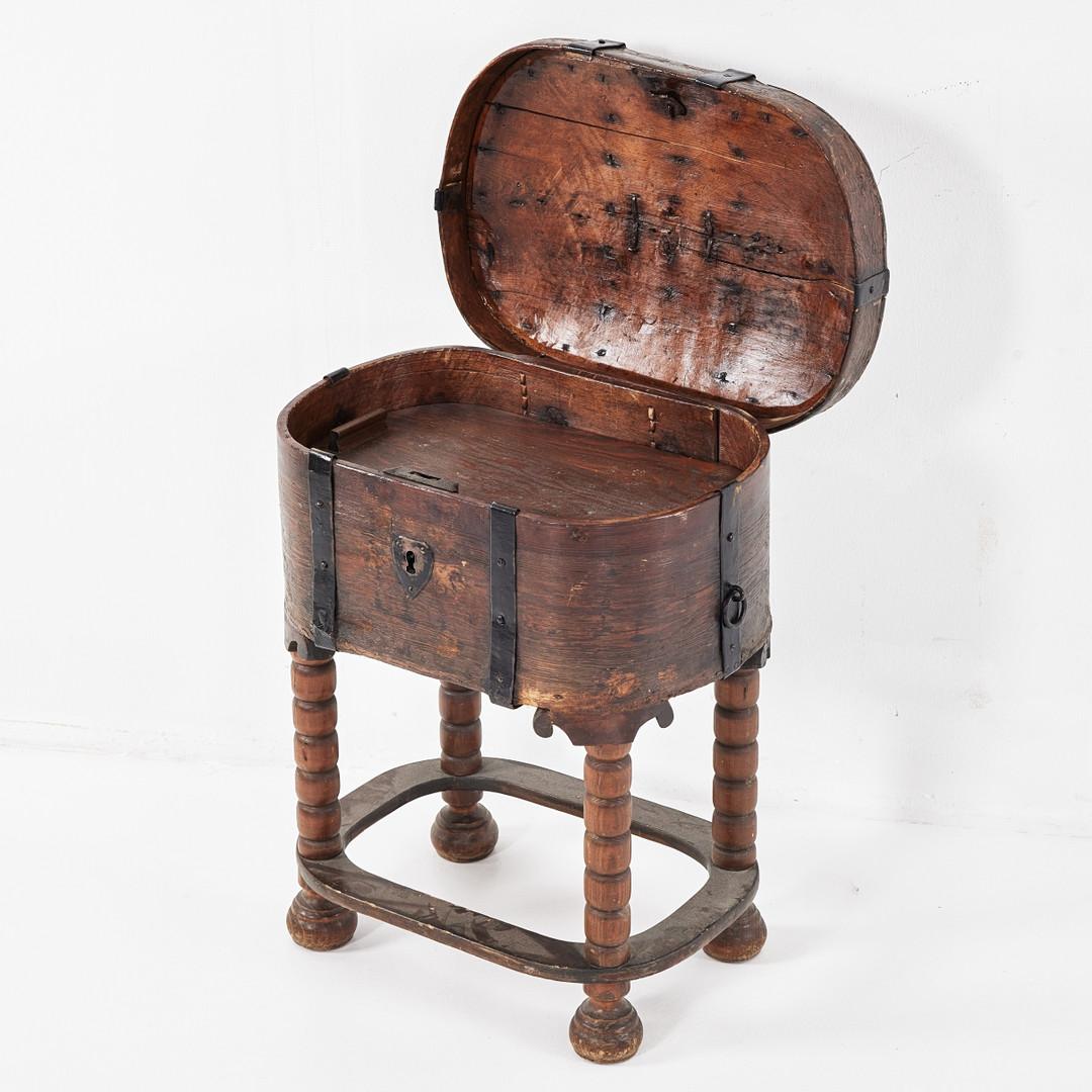 Swedish Beautiful Antique Chest on a Stand, Metalwork, 1800s For Sale