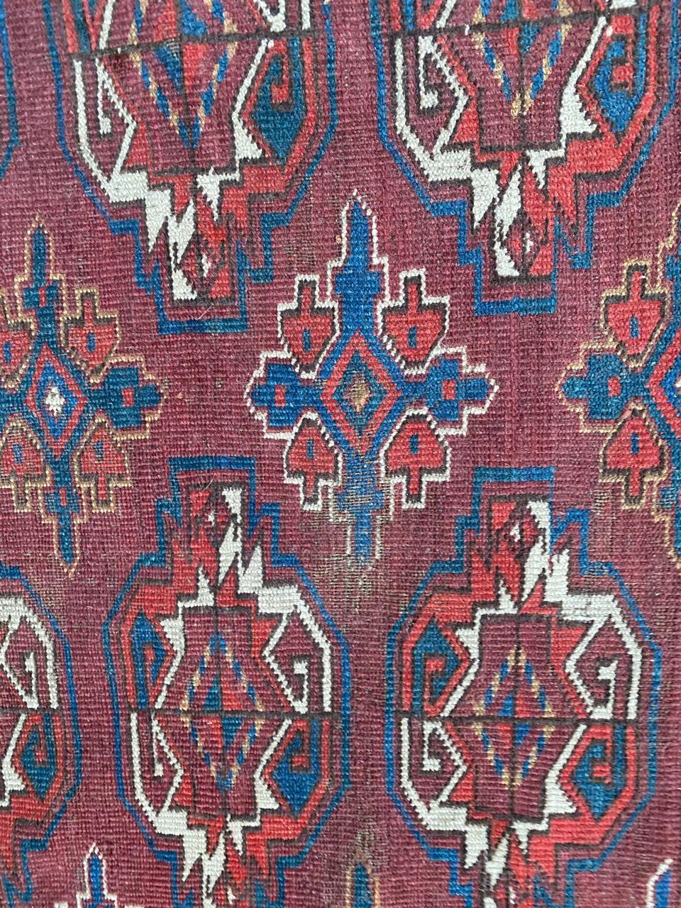 Hand-Knotted Bobyrug’s Beautiful Antique Chuval Turkmen Rug For Sale