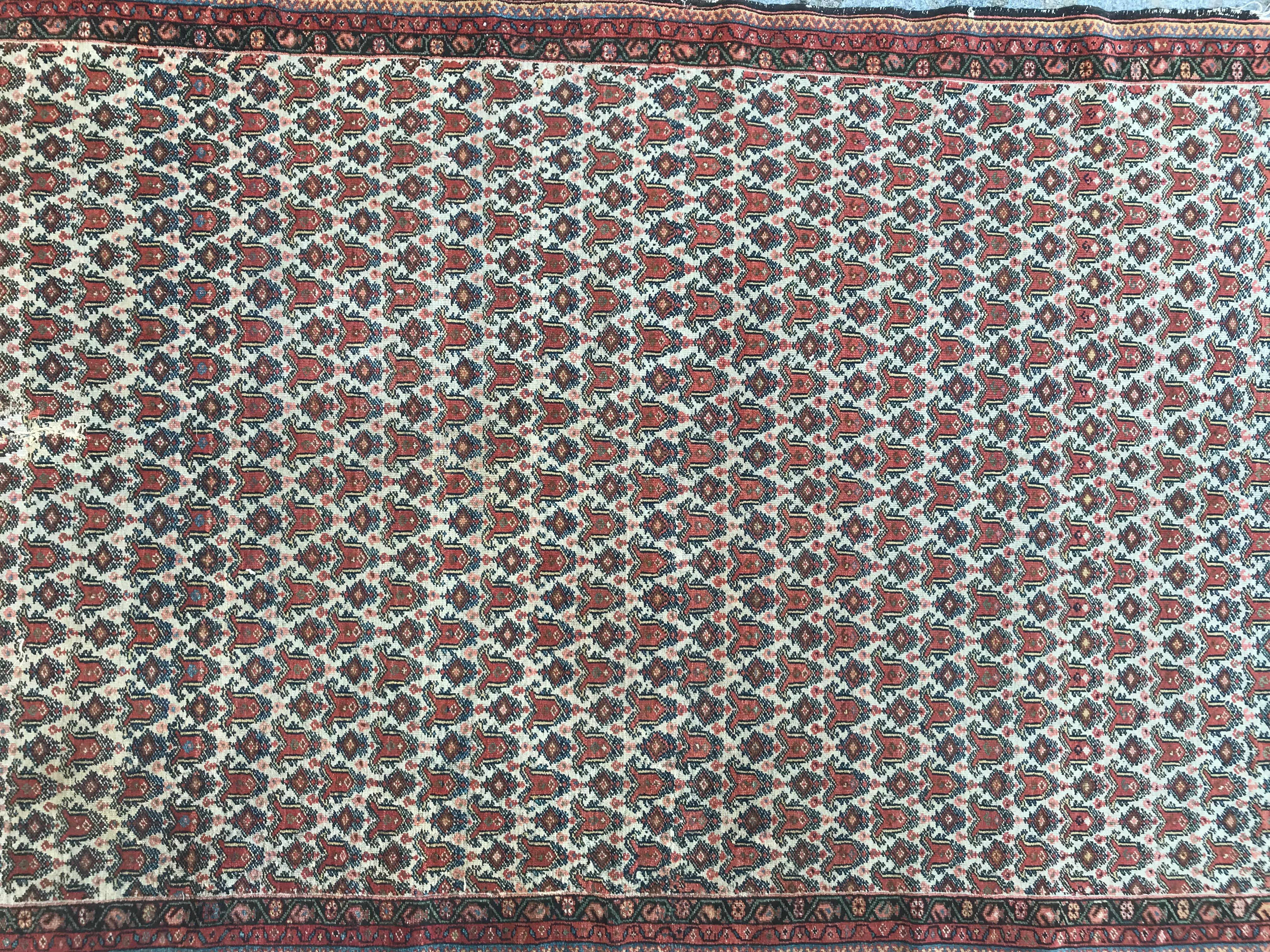 Late 19th century Kurdish Malayer rug with a nice decorative Botteh design and beautiful natural colors with red, yellow, blue and green, entirely hand knotted with wool velvet on cotton foundation.

✨✨✨
