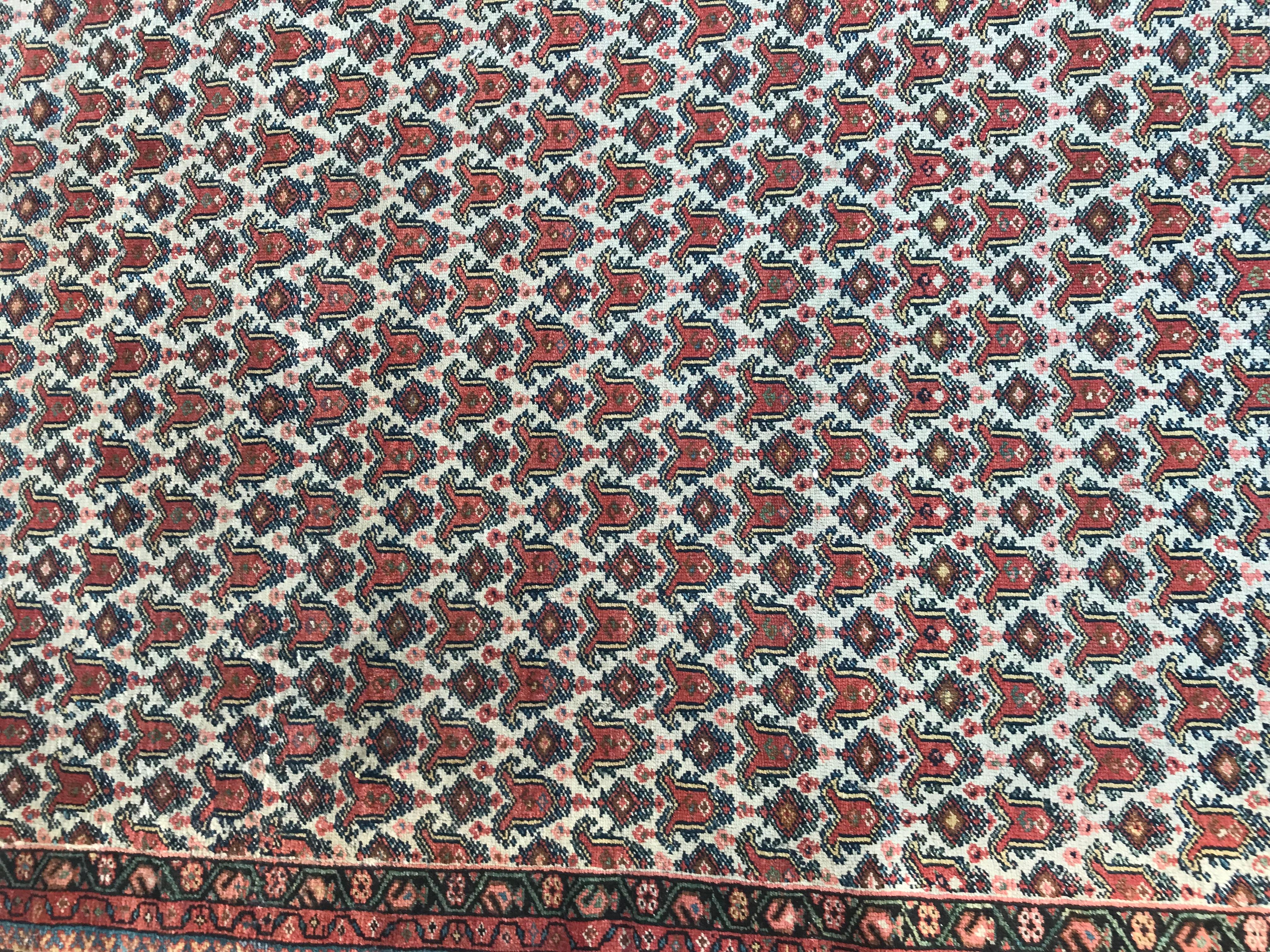 Central Asian Bobyrug’s Beautiful Antique Decorative Kurdish Malayer Rug For Sale
