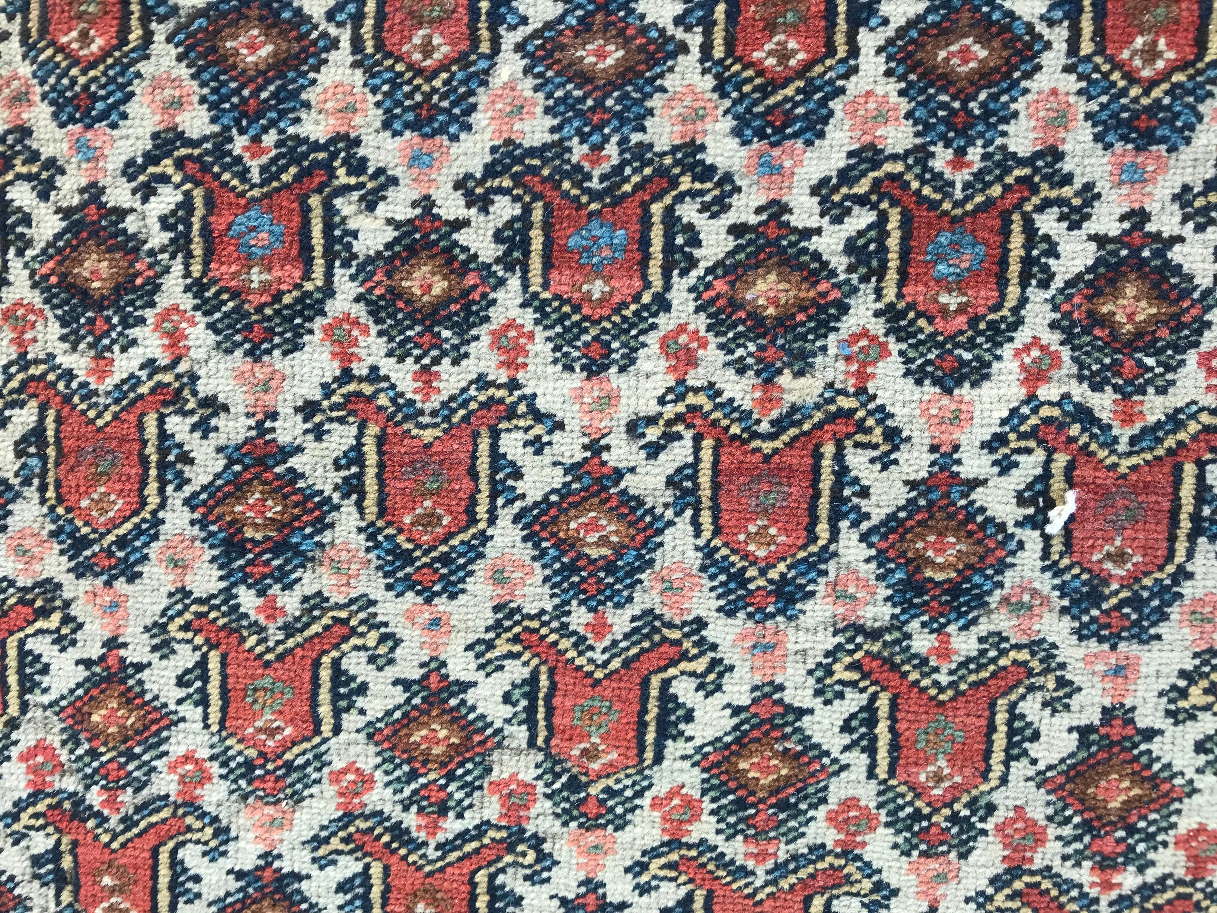 Hand-Knotted Bobyrug’s Beautiful Antique Decorative Kurdish Malayer Rug For Sale