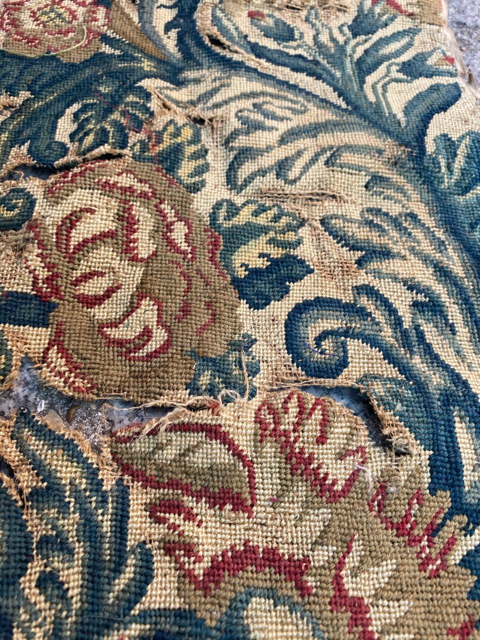 Beautiful Antique Distressed 18th Century Needlepoint Tapestry 3