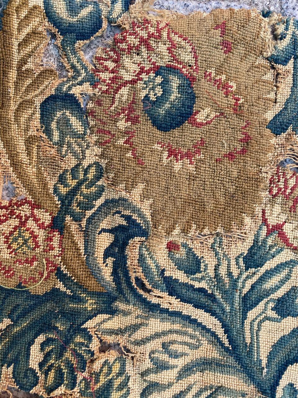 Beautiful Antique Distressed 18th Century Needlepoint Tapestry 5