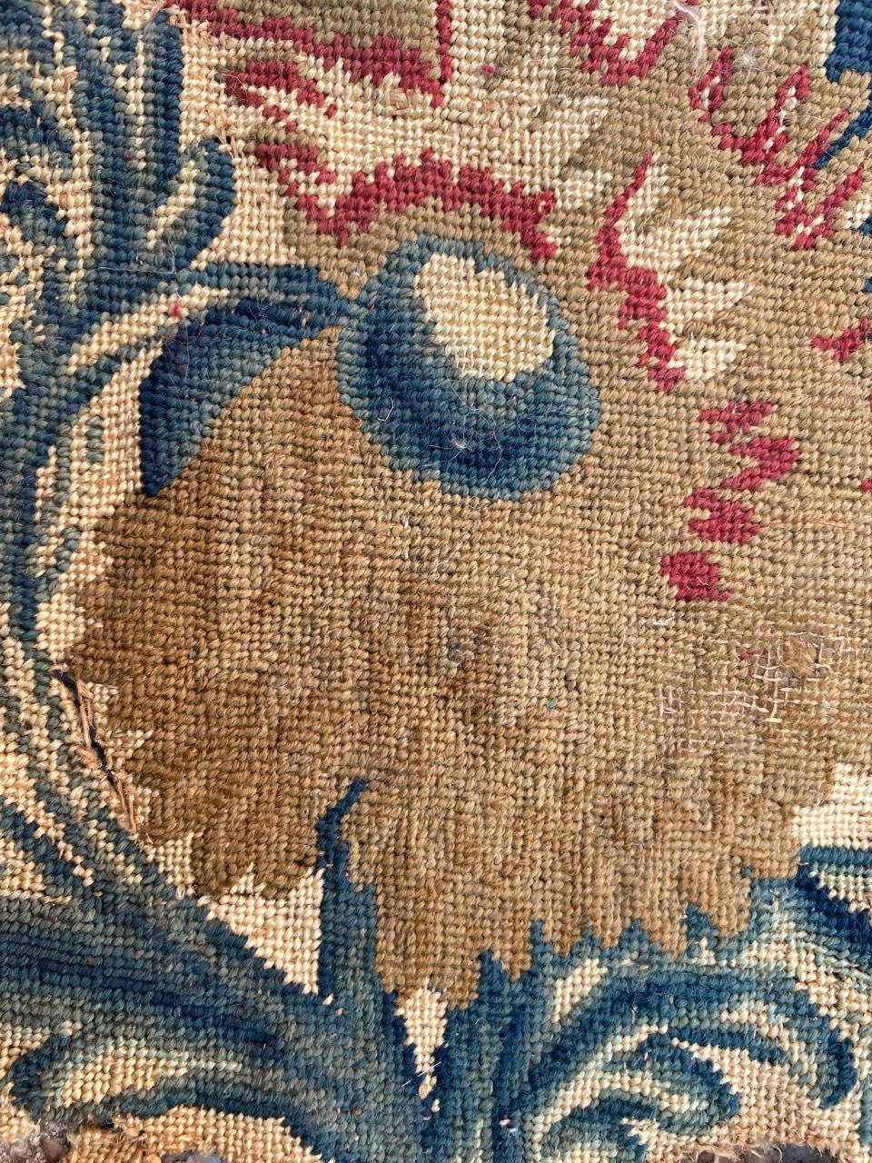 18th Century and Earlier Beautiful Antique Distressed 18th Century Needlepoint Tapestry