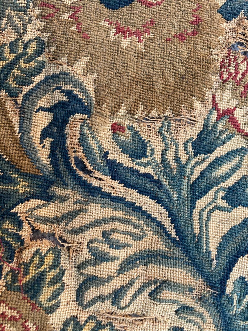 Beautiful Antique Distressed 18th Century Needlepoint Tapestry 2