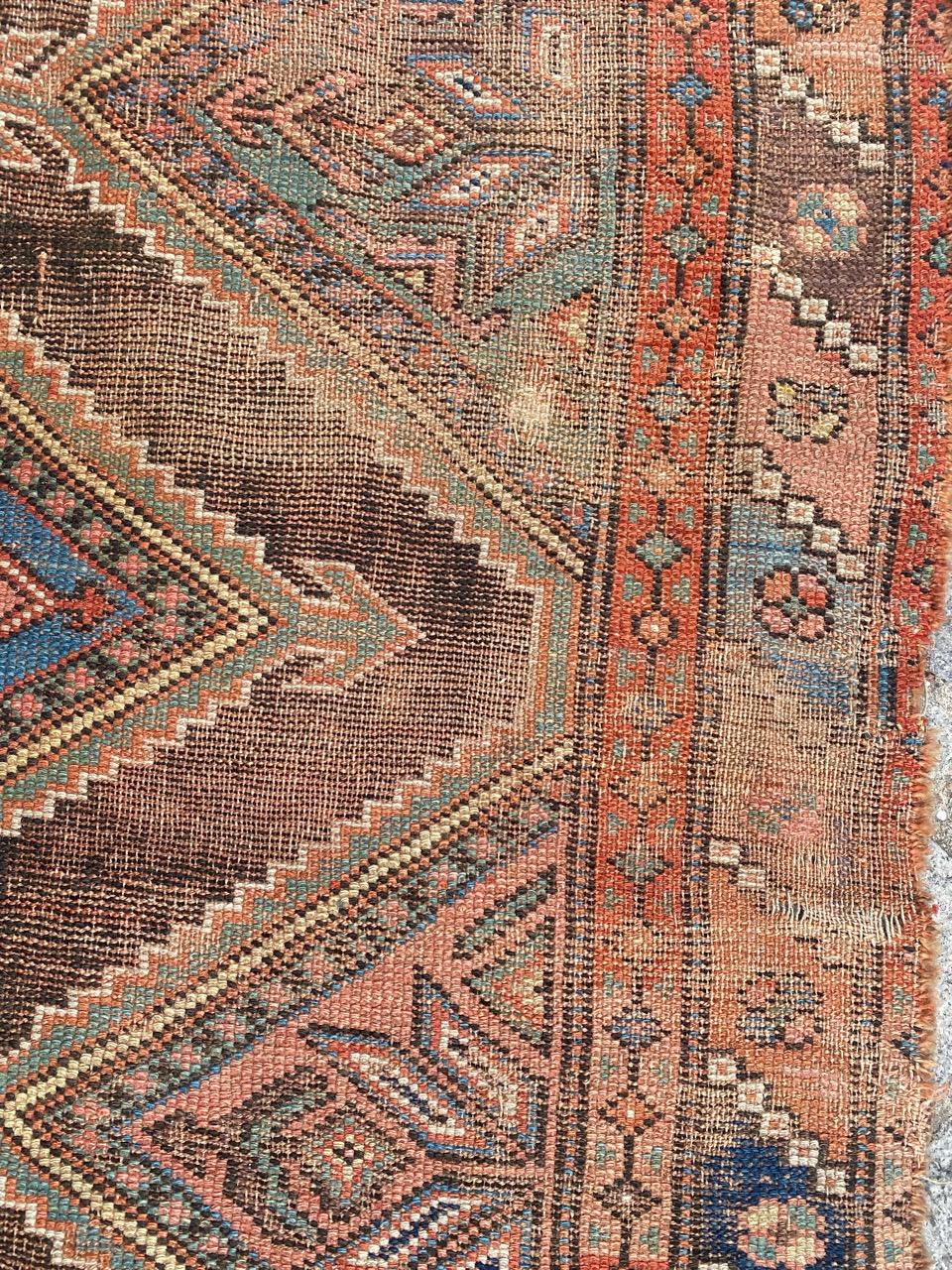 Bobyrug’s Beautiful Antique Distressed Kurdish Rug In Distressed Condition For Sale In Saint Ouen, FR