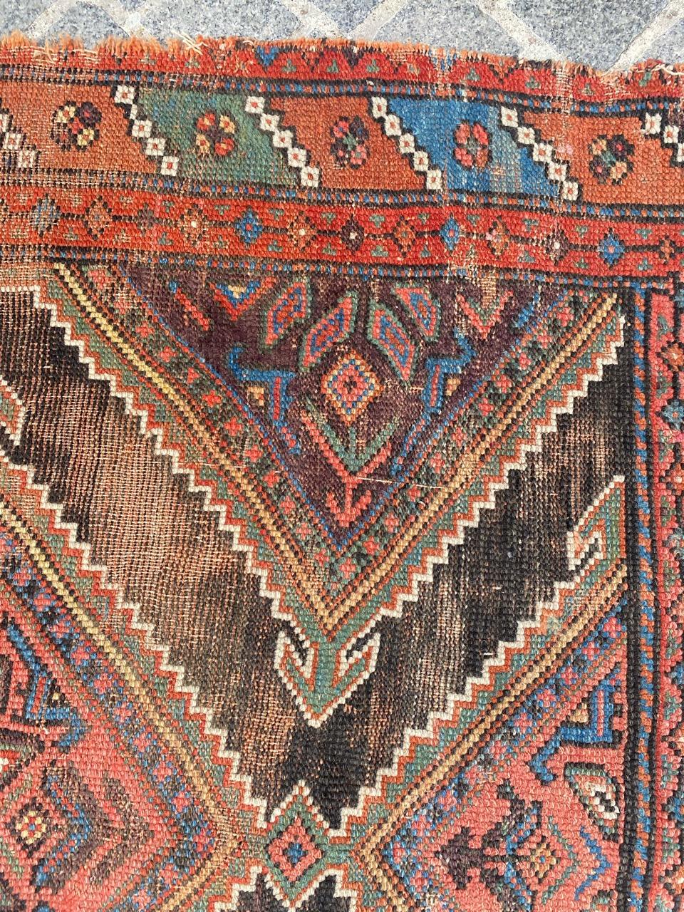 Wool Bobyrug’s Beautiful Antique Distressed Kurdish Rug For Sale