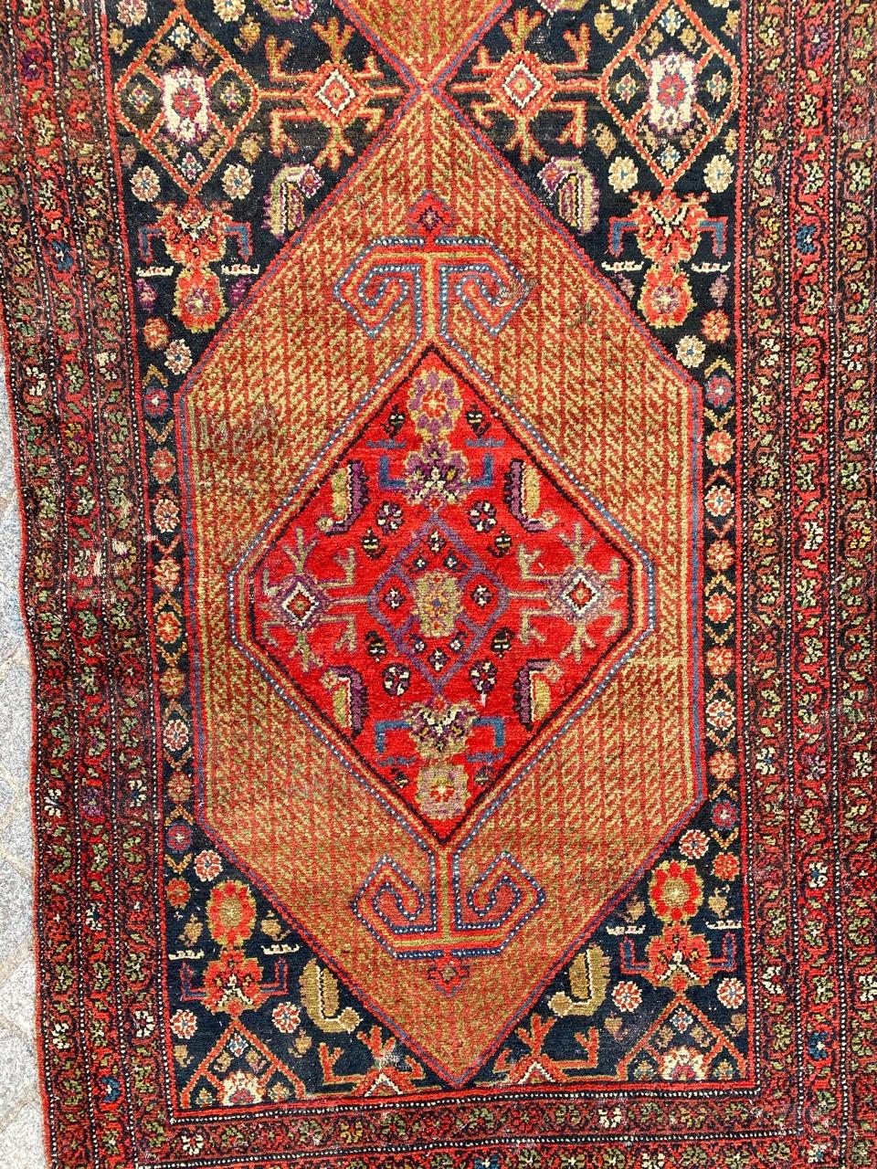 Hand-Knotted Beautiful Antique Distressed Malayer Runner For Sale