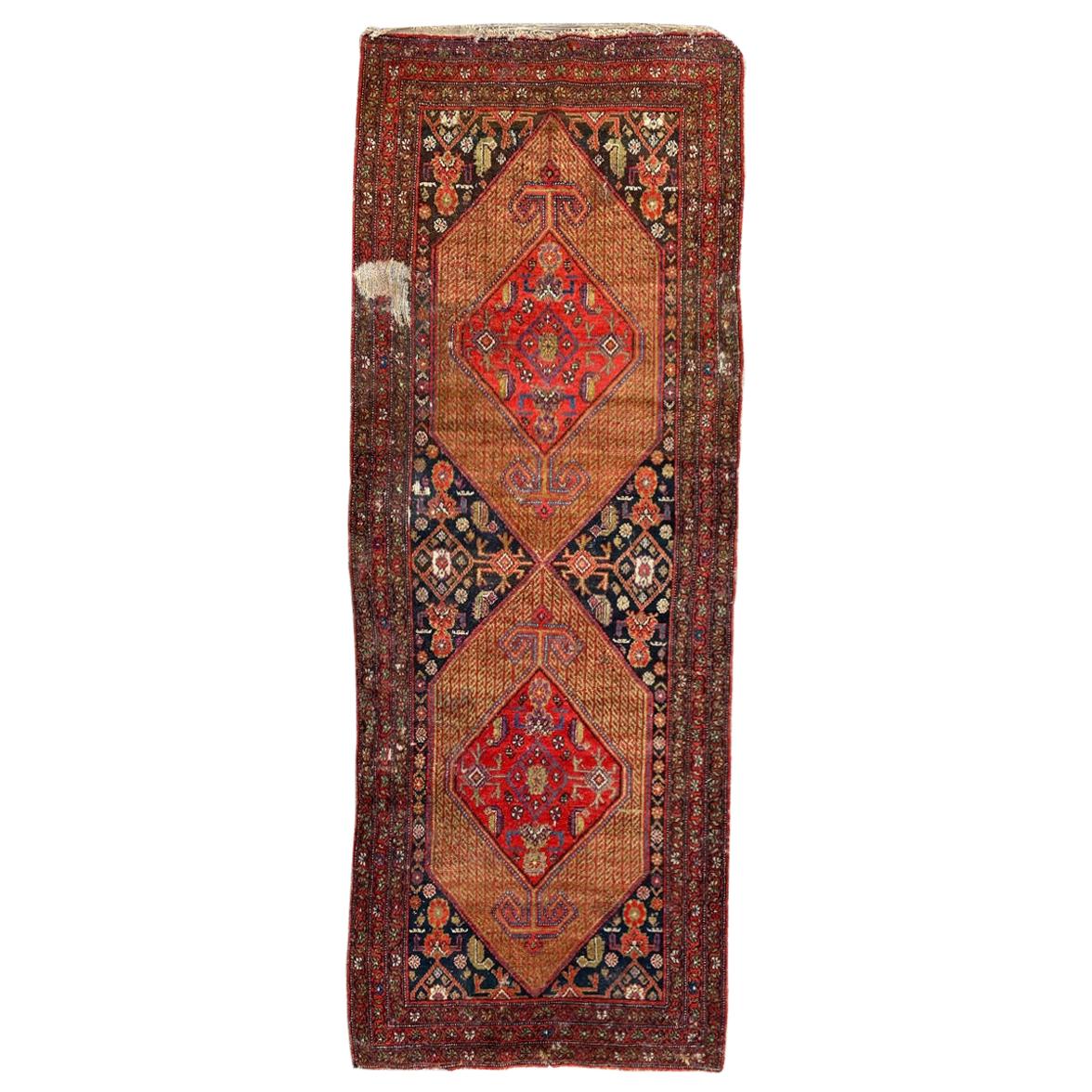 Beautiful Antique Distressed Malayer Runner For Sale
