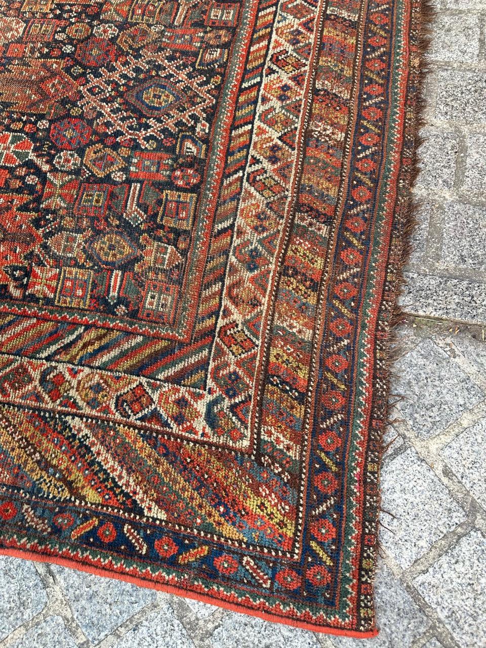 Bobyrug’s Beautiful Antique Distressed Shiraz Rug For Sale 2