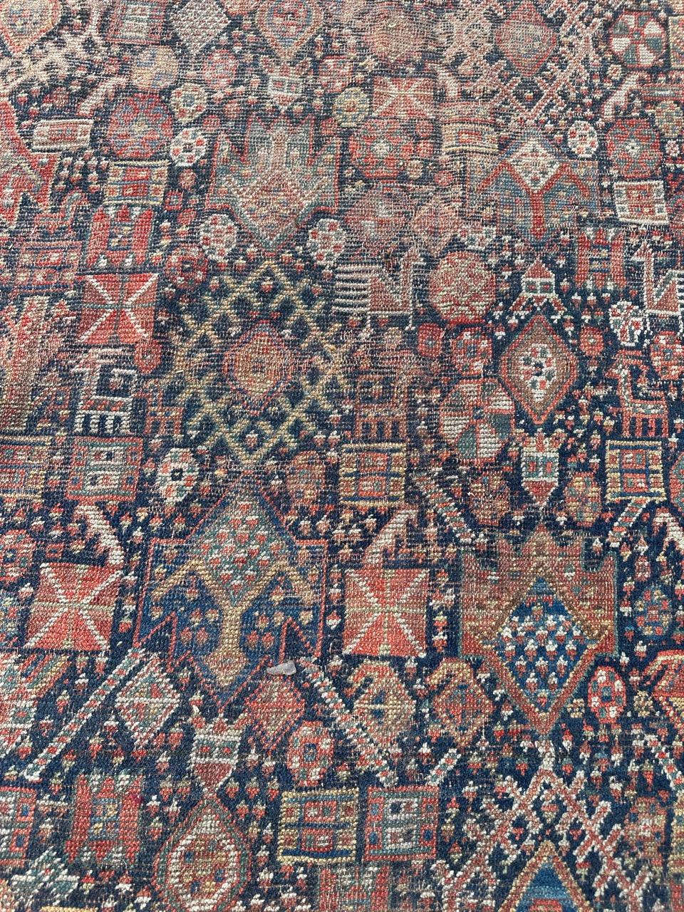 Bobyrug’s Beautiful Antique Distressed Shiraz Rug For Sale 6