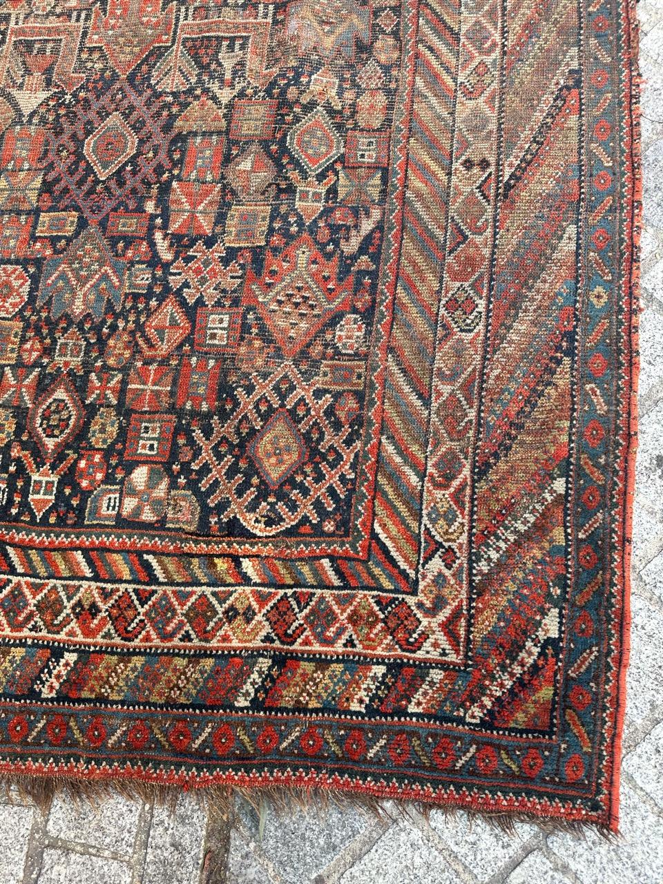 Asian Bobyrug’s Beautiful Antique Distressed Shiraz Rug For Sale