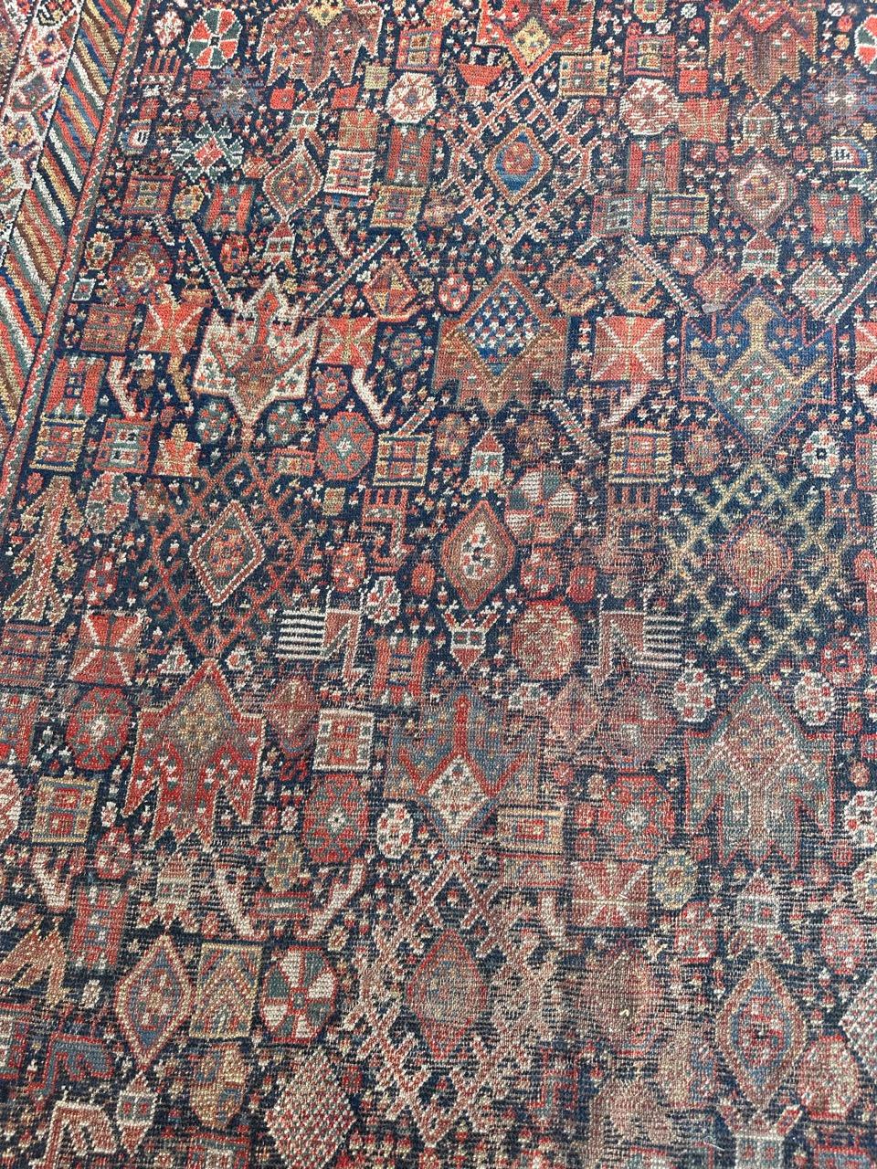 19th Century Bobyrug’s Beautiful Antique Distressed Shiraz Rug For Sale