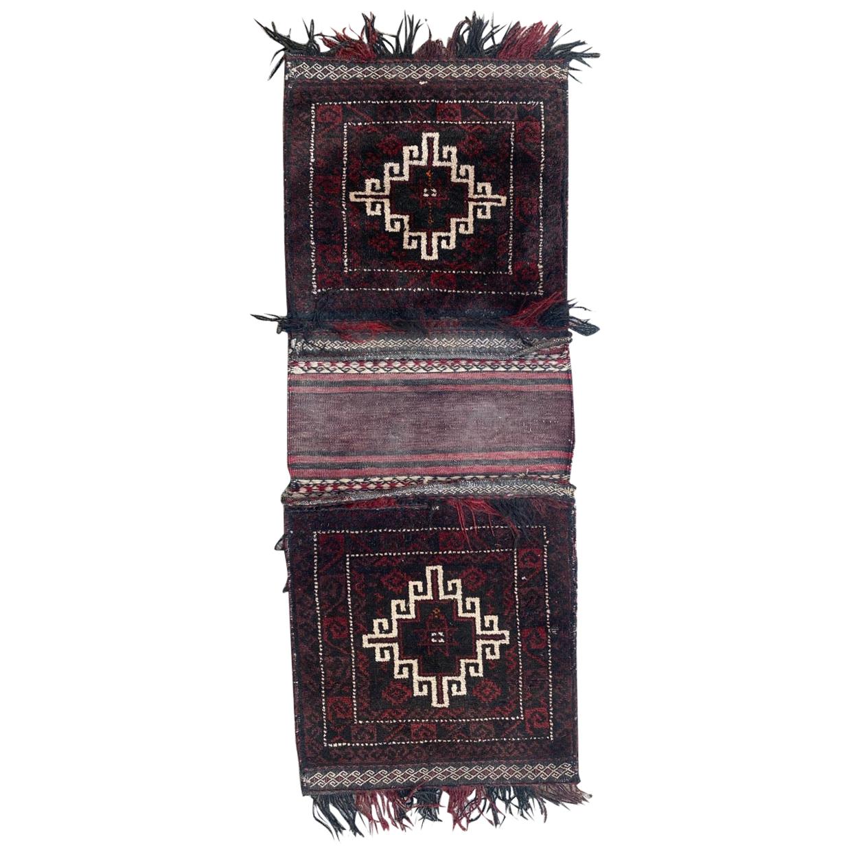 Beautiful Antique Double Bag Face Rug For Sale