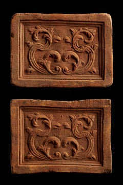 Beautiful Antique Earthenware Tiles with Foliage