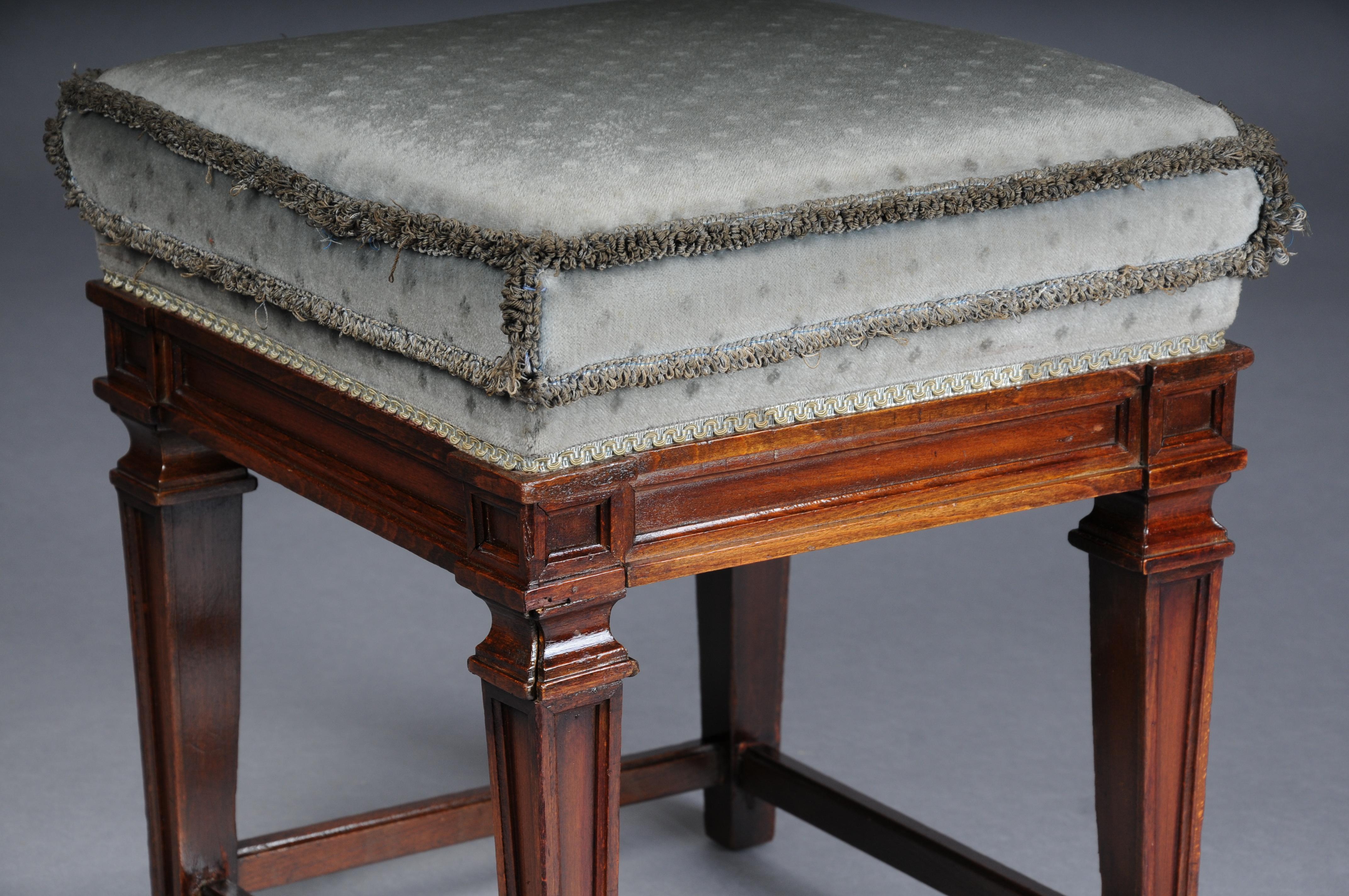 Fabric Beautiful antique Empire stool, oak 20th century. For Sale