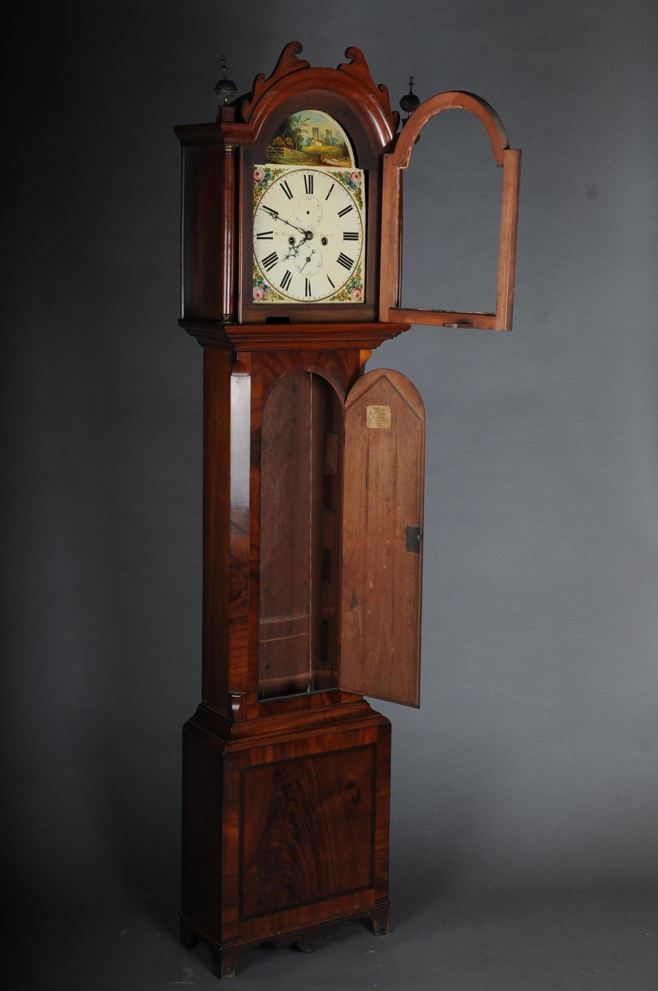 Acajou Magnifique horloge de grand-père anglaise ancienne, acajou, 19ème siècle en vente