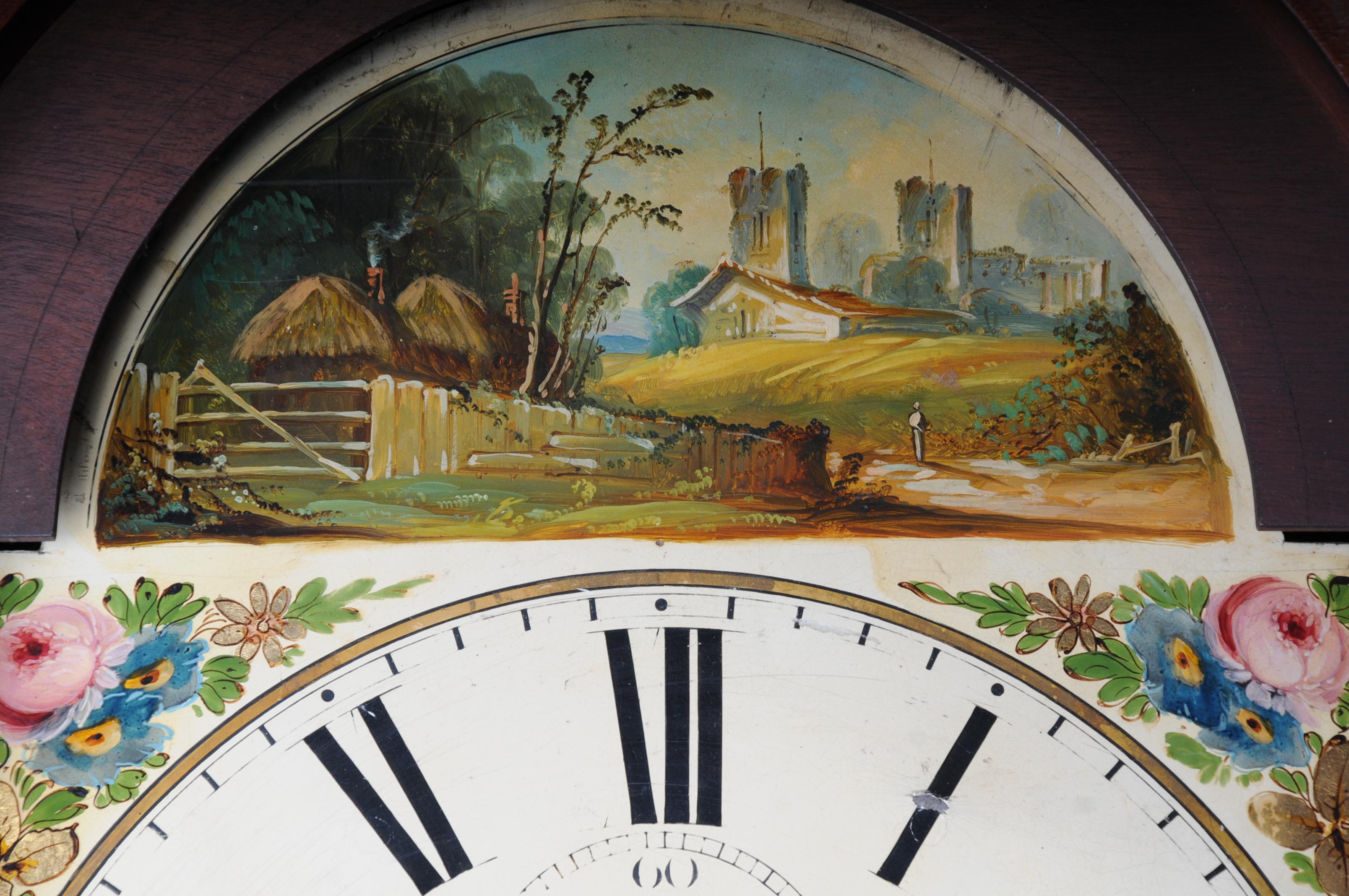 Beautiful Antique English Grandfather Clock, Mahogany, 19th Century For Sale 4
