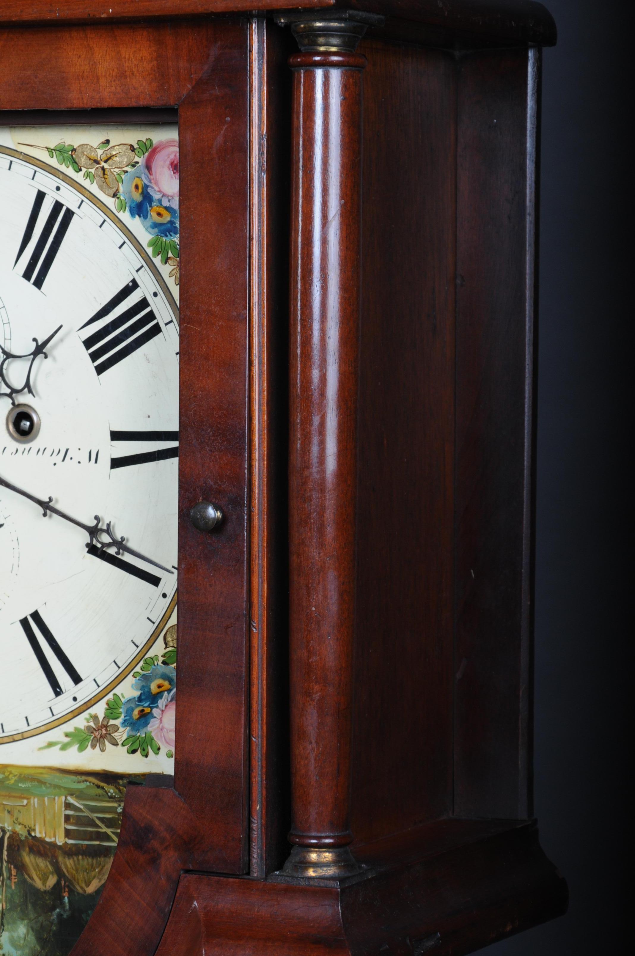 Magnifique horloge de grand-père anglaise ancienne, acajou, 19ème siècle en vente 7