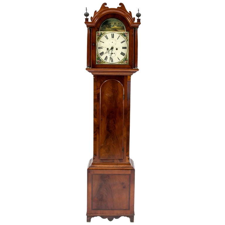 Beautiful Antique English Grandfather Clock, Mahogany, 19th Century For