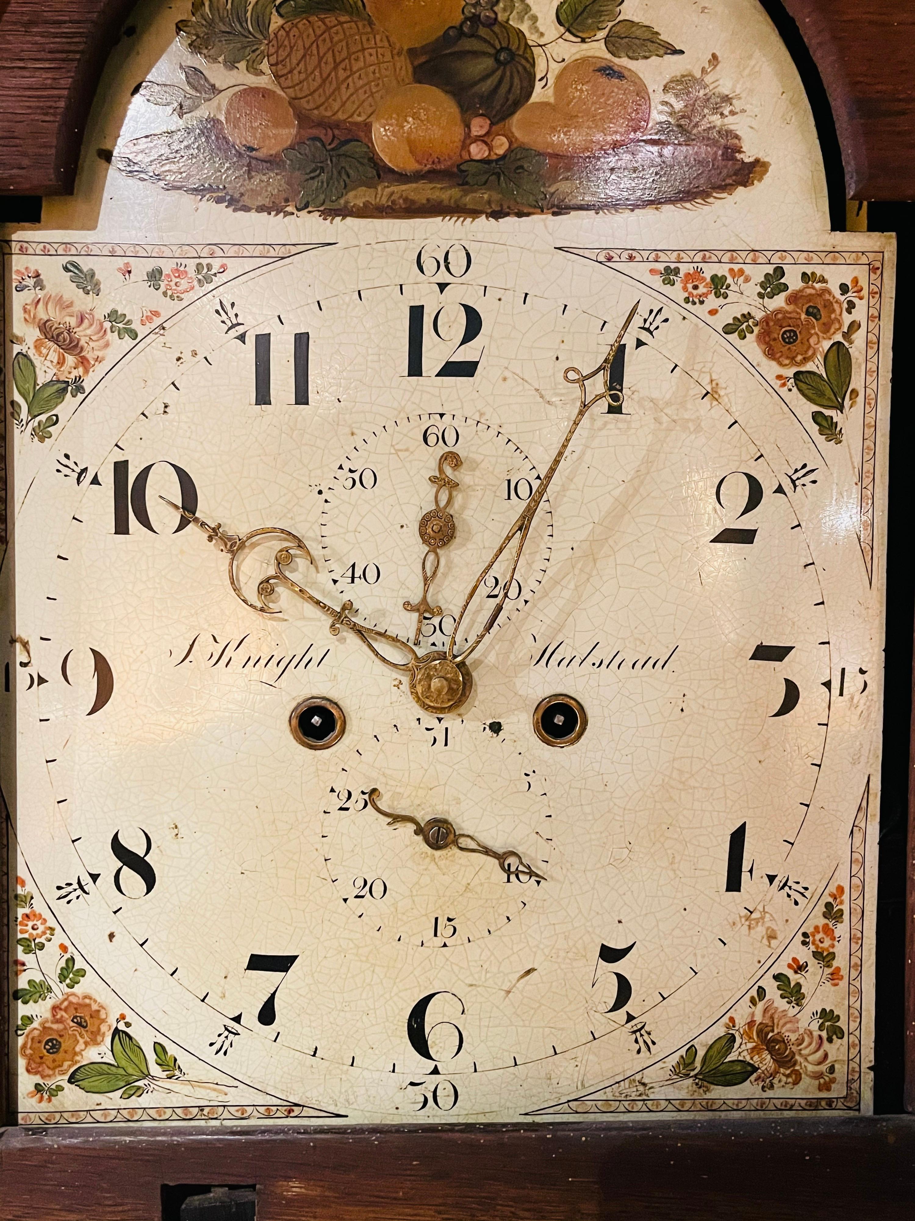 Beautiful Antique English Grandfather Clock, Oak, 19th Century For Sale 4