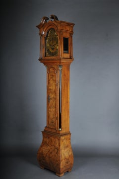Beautiful Antique English Grandfather Clock, root wood, 19th Century
