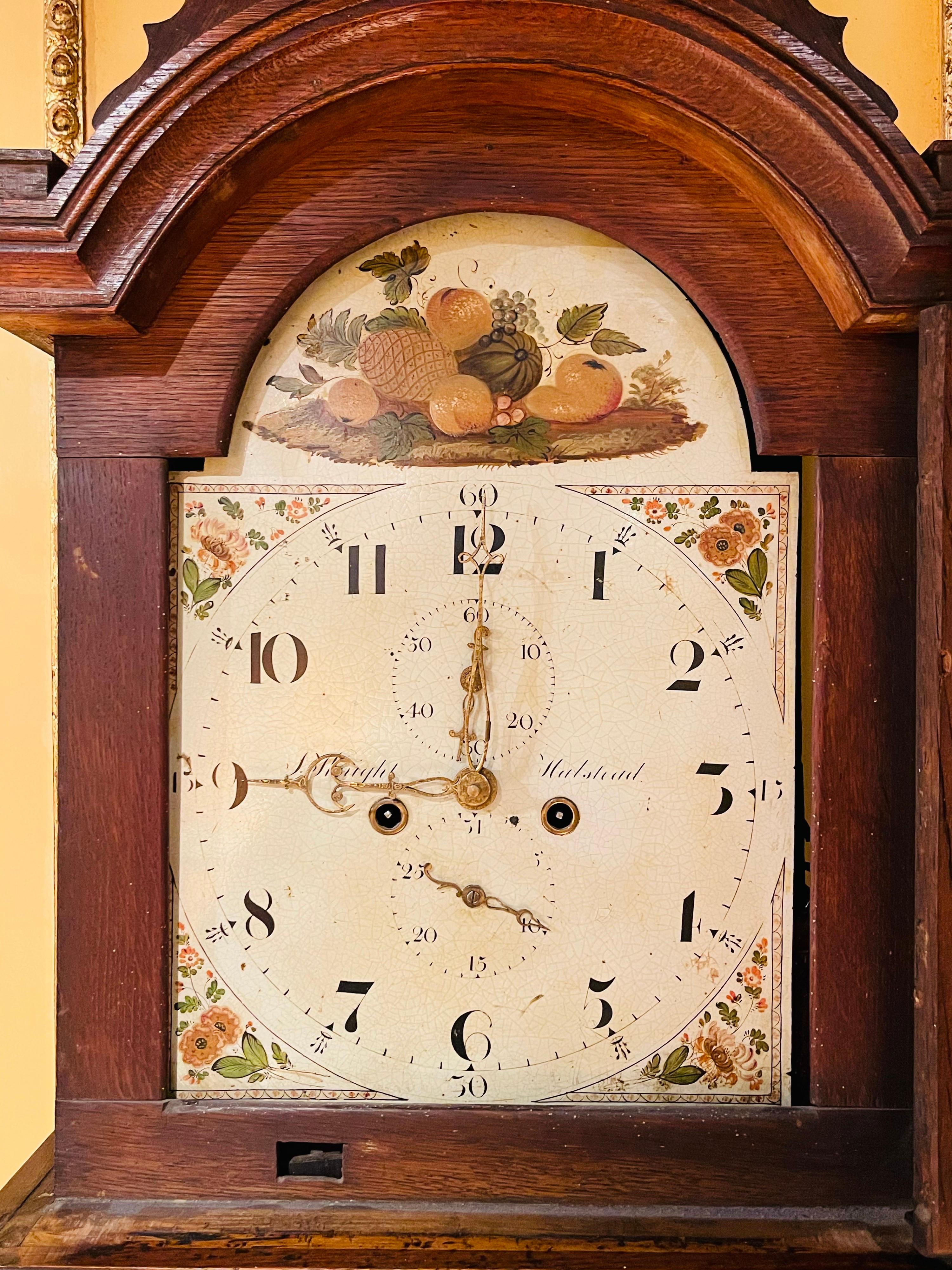 Beautiful Antique English Grandfather Clock, Oak, 19th Century For Sale 3