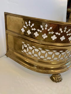 Beautiful Antique English Pierced Brass Fireplace Fender