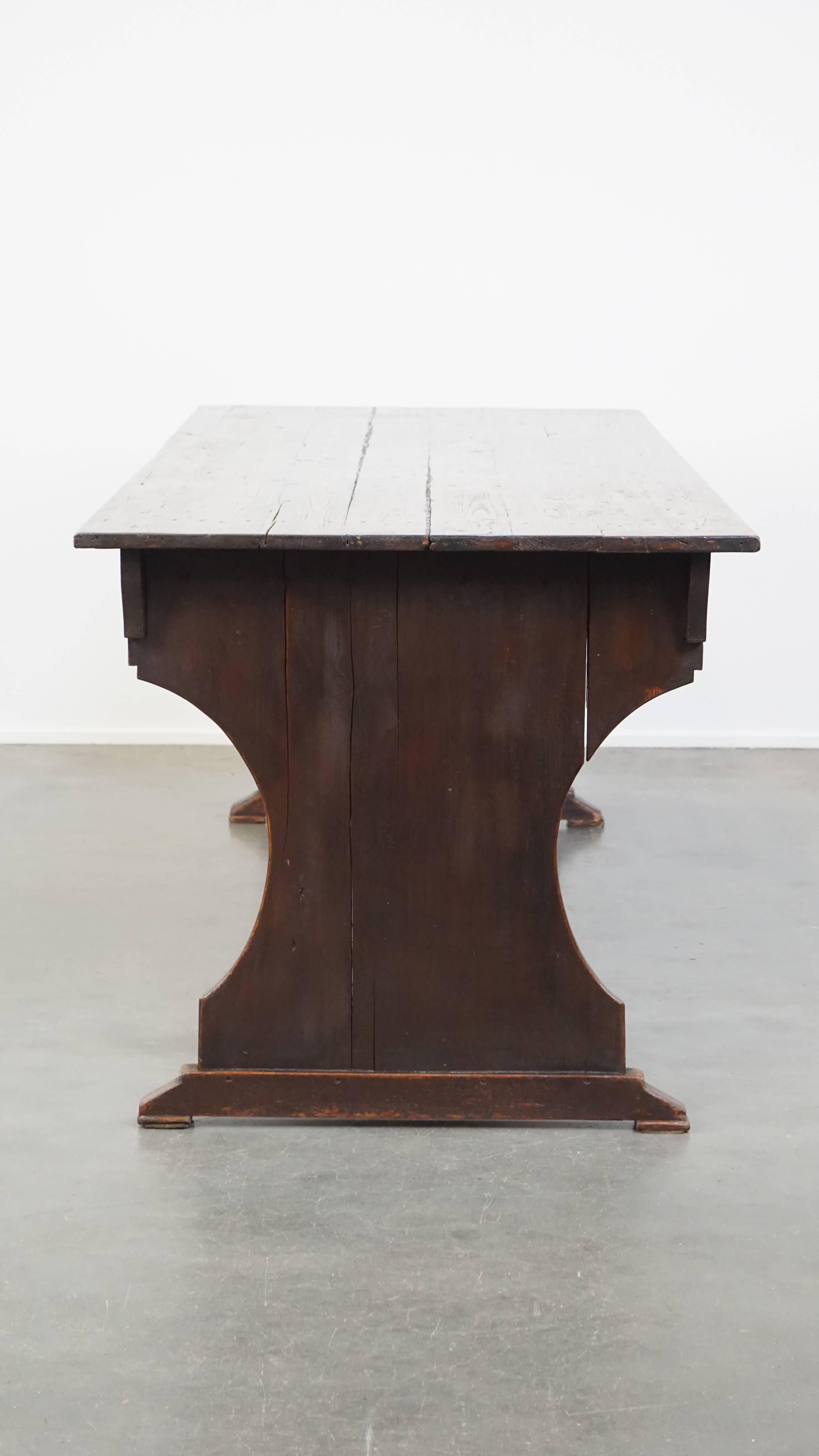 Belle table de monastère anglaise ancienne en pin du 19ème siècle Bon état - En vente à Harderwijk, NL