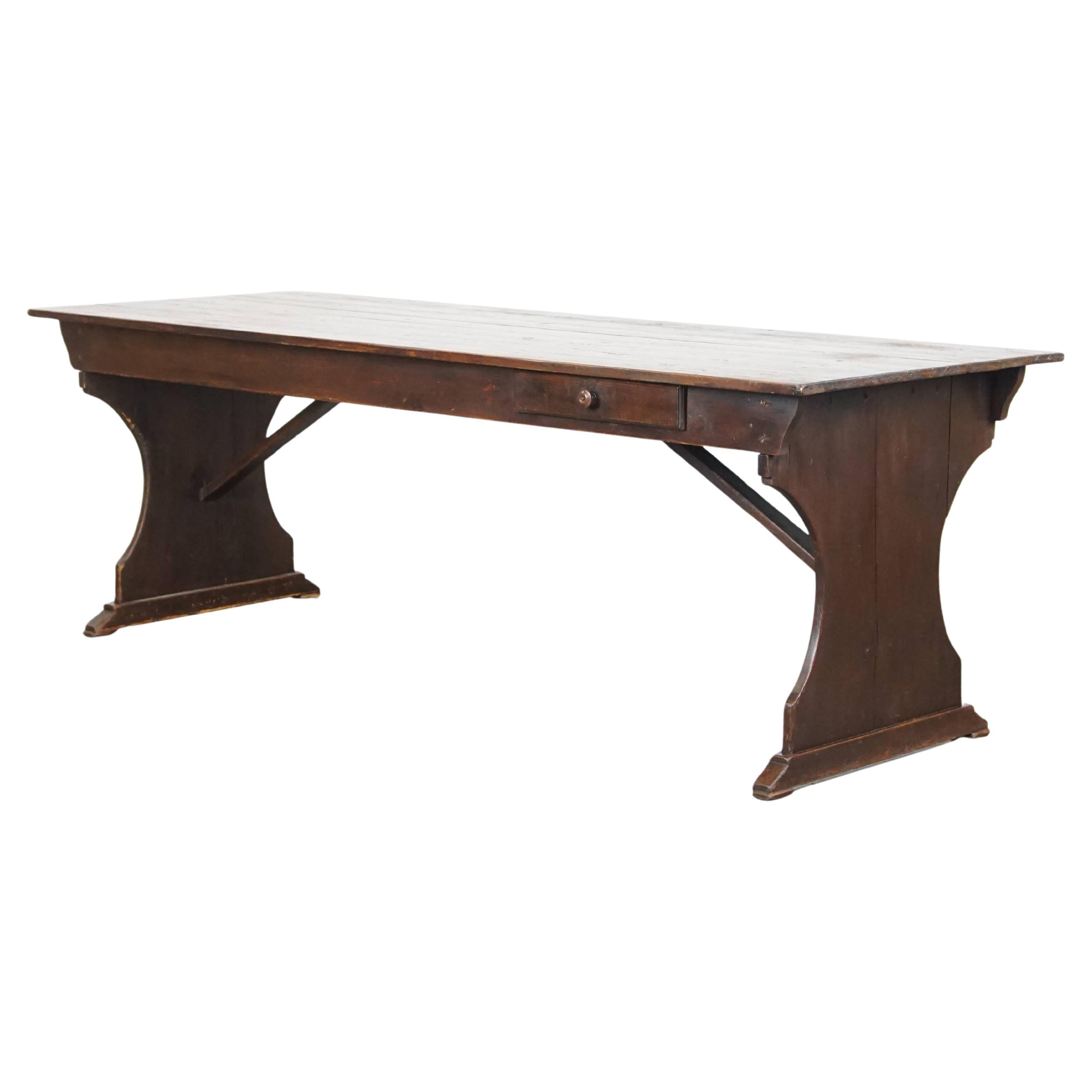 Beautiful Antique English Pinewood Monastery Table from the 19th Century