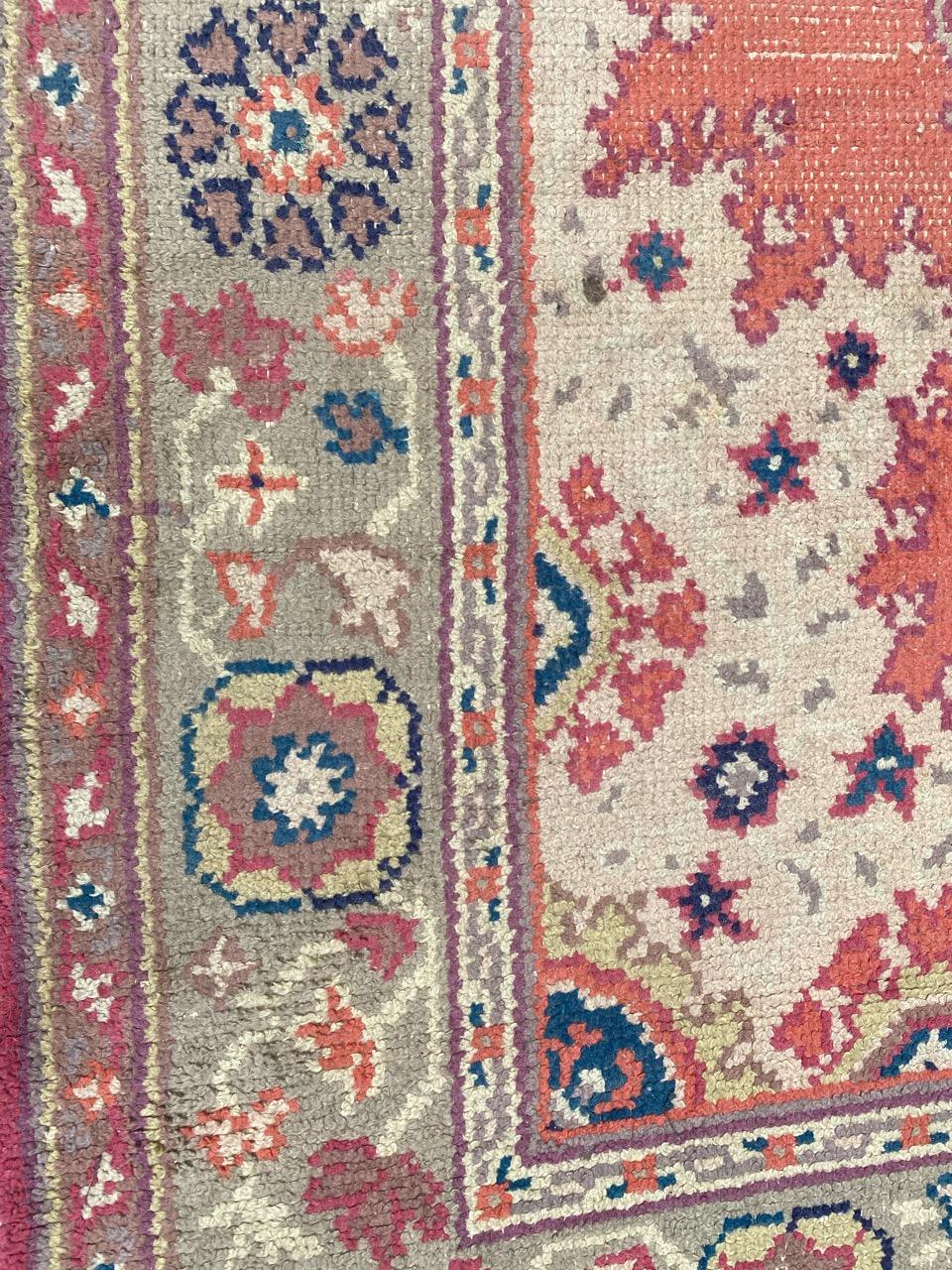 Beautiful Antique European Hand Knotted Oushak Design Rug For Sale 5