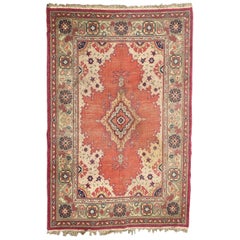 Beautiful Antique European Hand Knotted Oushak Design Rug