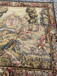 Beautiful antique fine french handwoven Aubusson tapestry