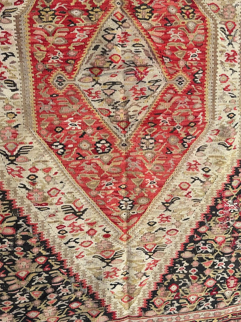 Hand-Woven Beautiful antique fine seneh Kilim For Sale