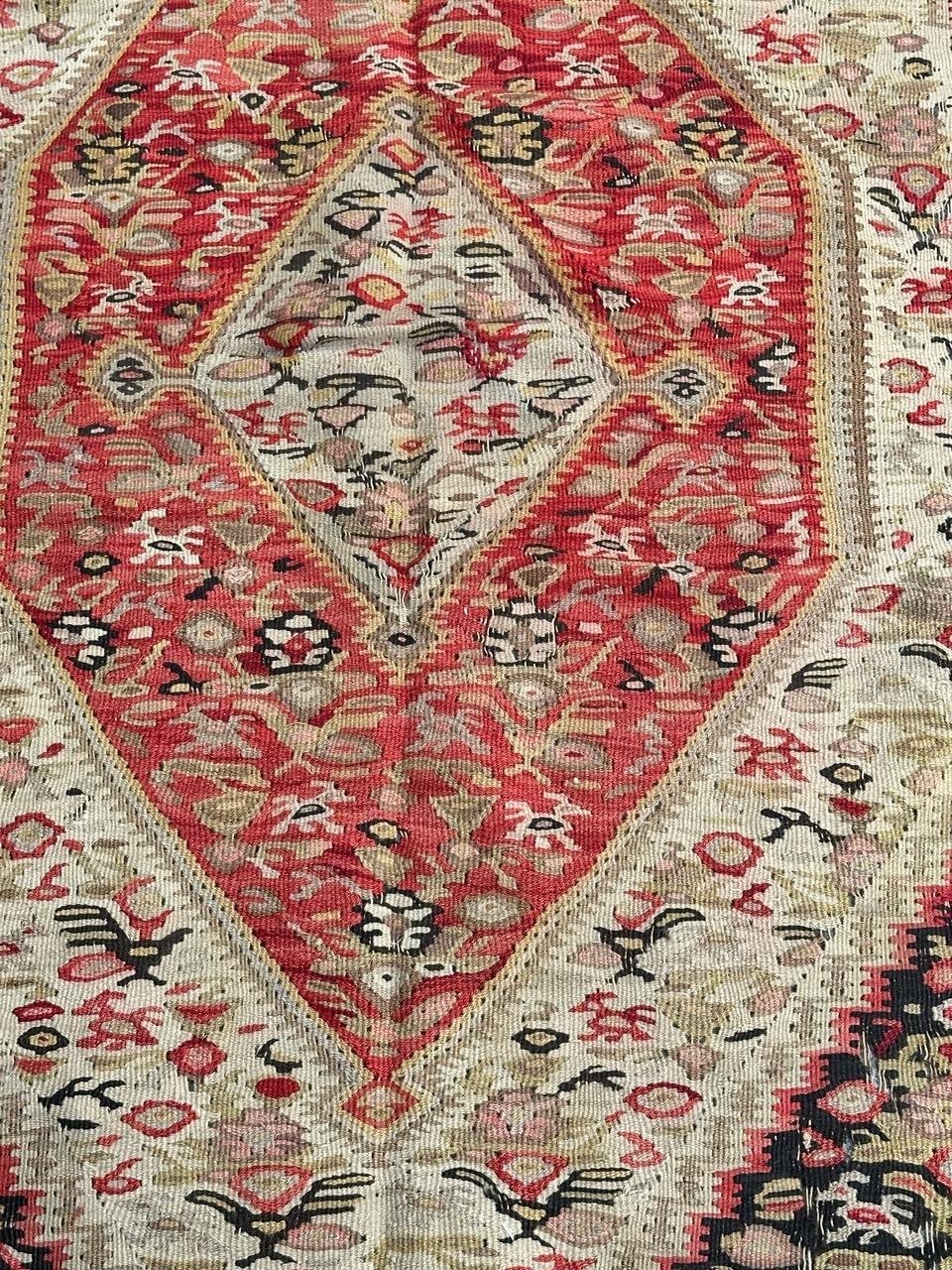 Wool Beautiful antique fine seneh Kilim For Sale