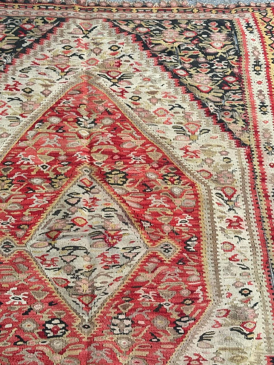 Beautiful antique fine seneh Kilim For Sale 1