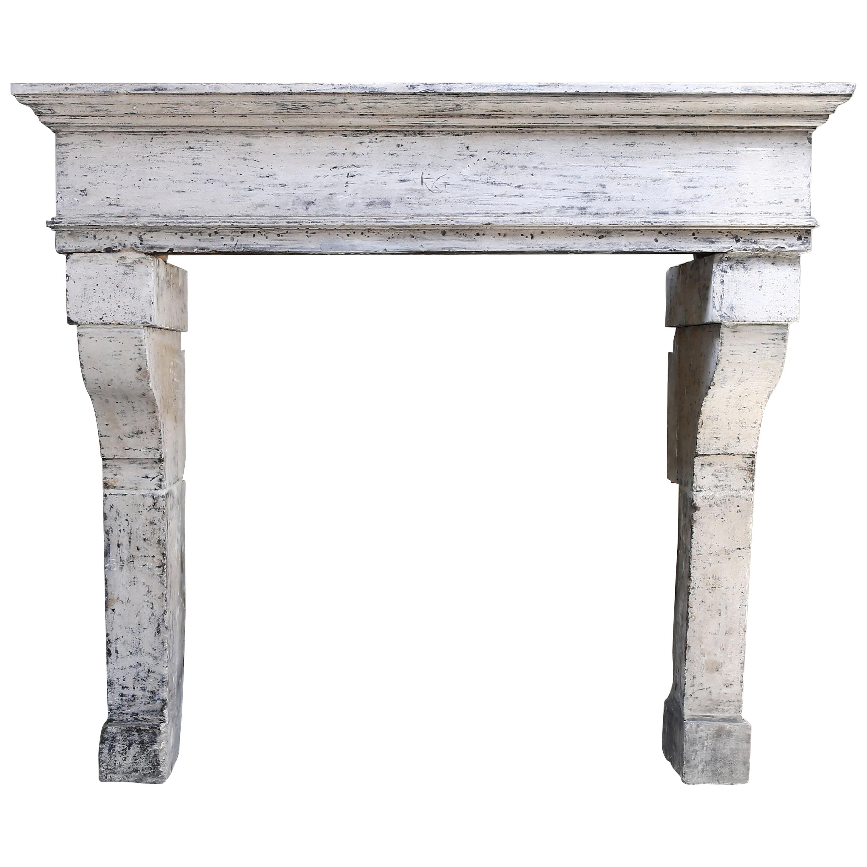 Beautiful Antique Fireplace of French Limestone, 19th Century, Campagnarde Style